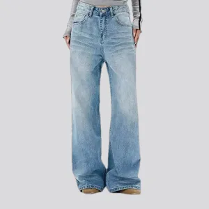 Abraded mid rise jeans for men