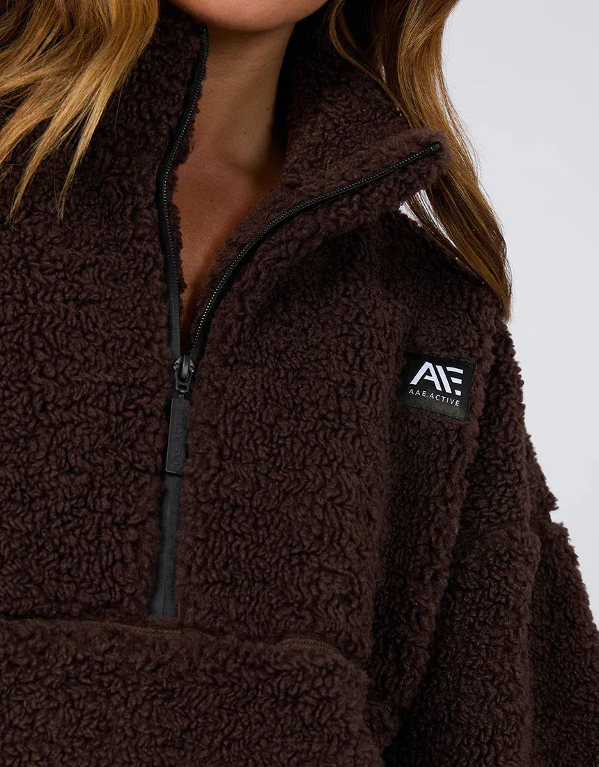ALL ABOUT EVE AAE ACTIVE AMARA QUARTER ZIP TEDDY BROWN