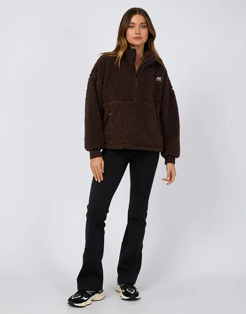 ALL ABOUT EVE AAE ACTIVE AMARA QUARTER ZIP TEDDY BROWN