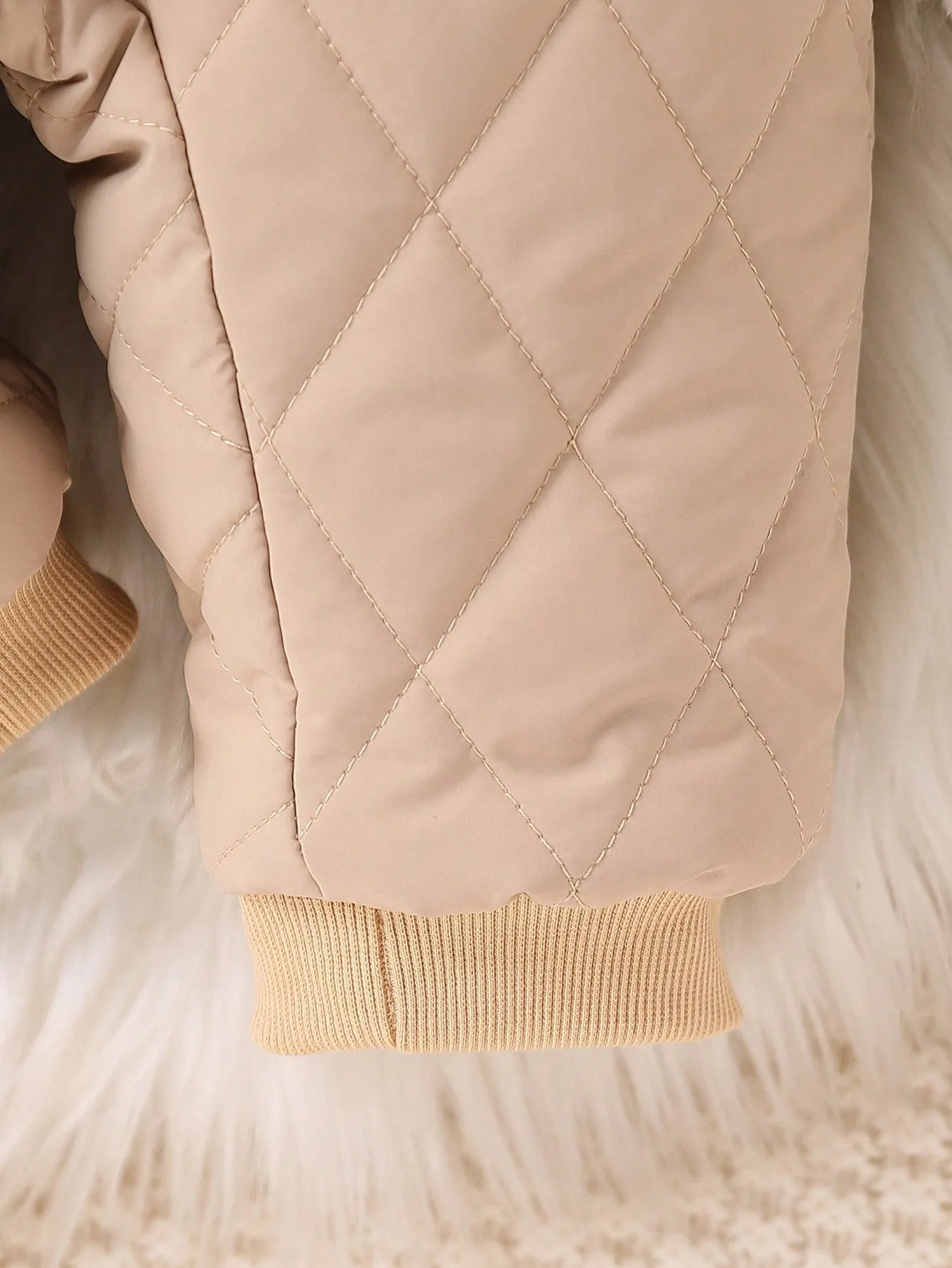 Baby Boy Cute Khaki Fleece-Lined Hooded Jumpsuit With Thick Mittens, Warm Outfit For Autumn & Winter Cold Weather, Suitable For Home, Outdoor Play, And Gatherings-FD