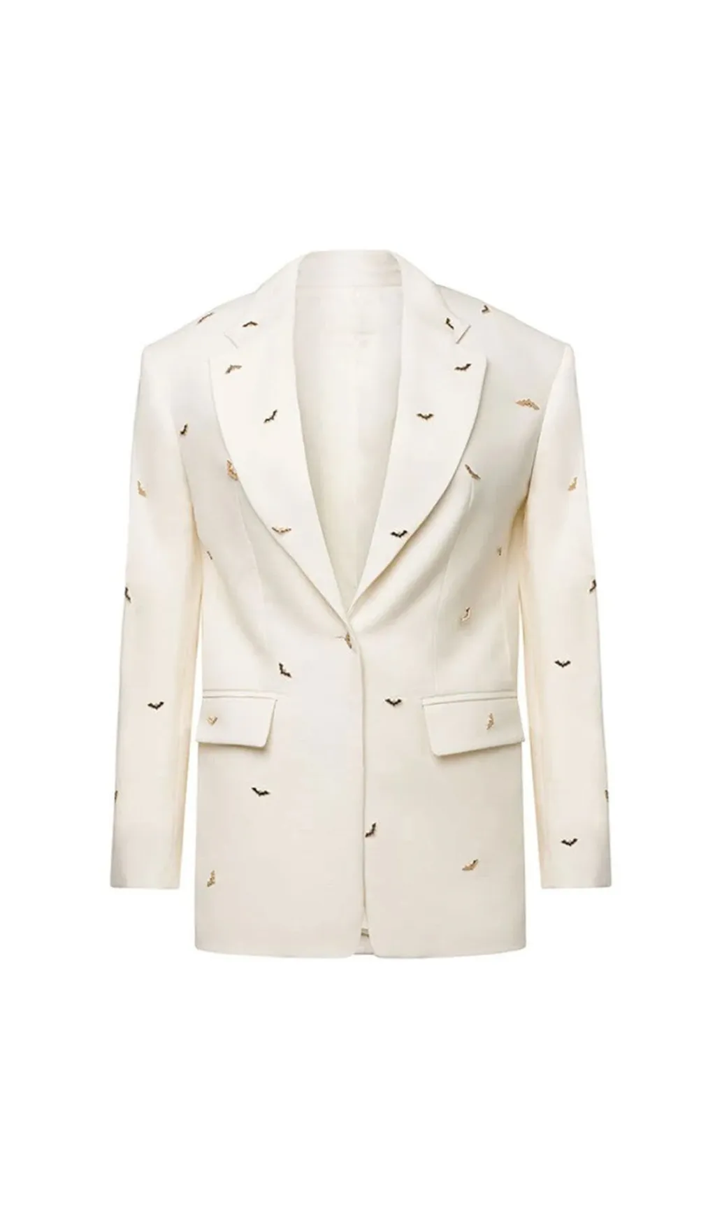 bat-shape embellished blazer in white