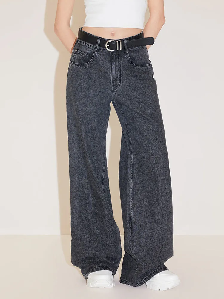 Black Gray Casual Straight Fit Jeans