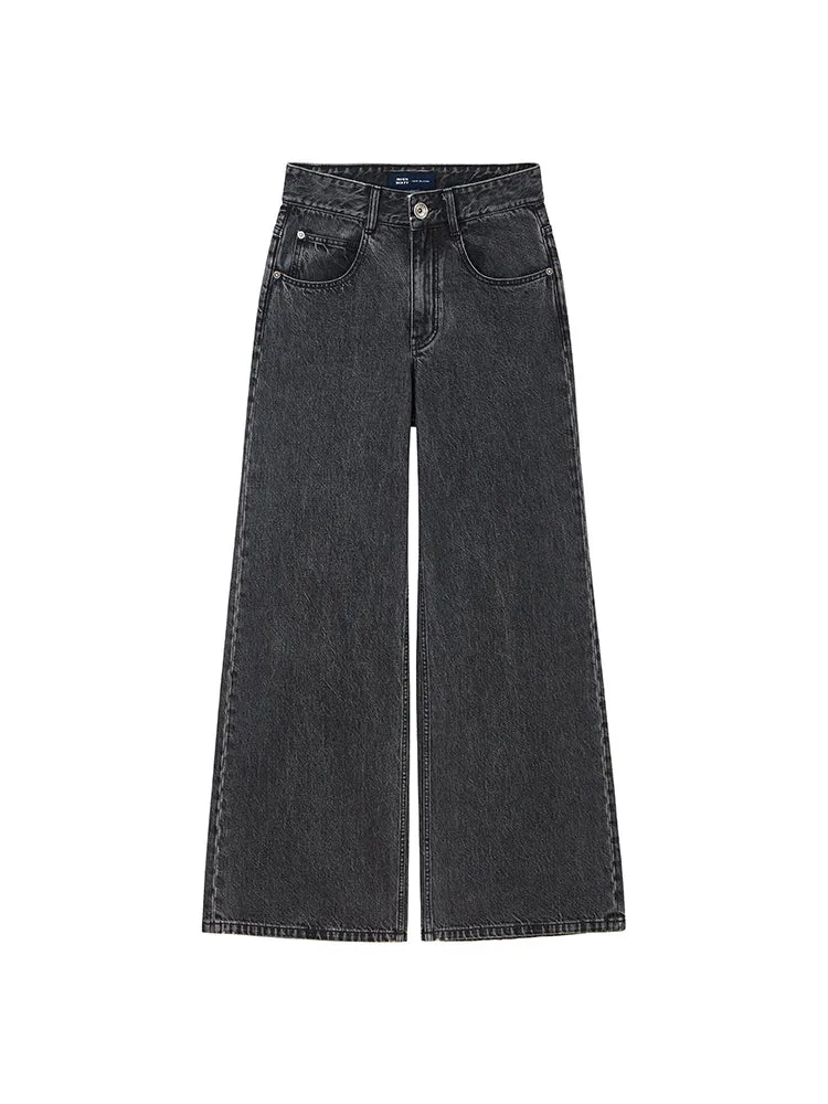 Black Gray Casual Straight Fit Jeans