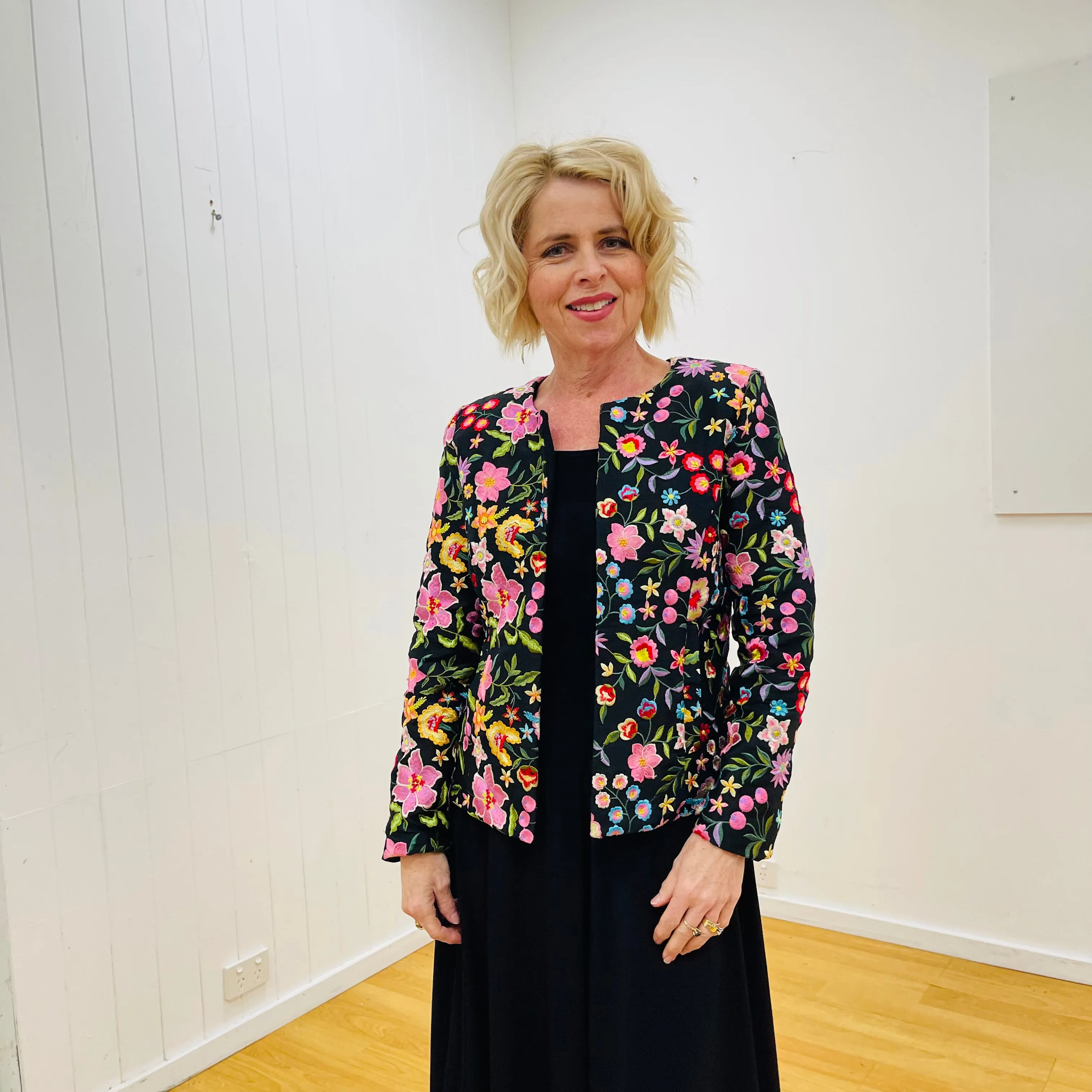 Black Silk Enchanted Garden Blazer