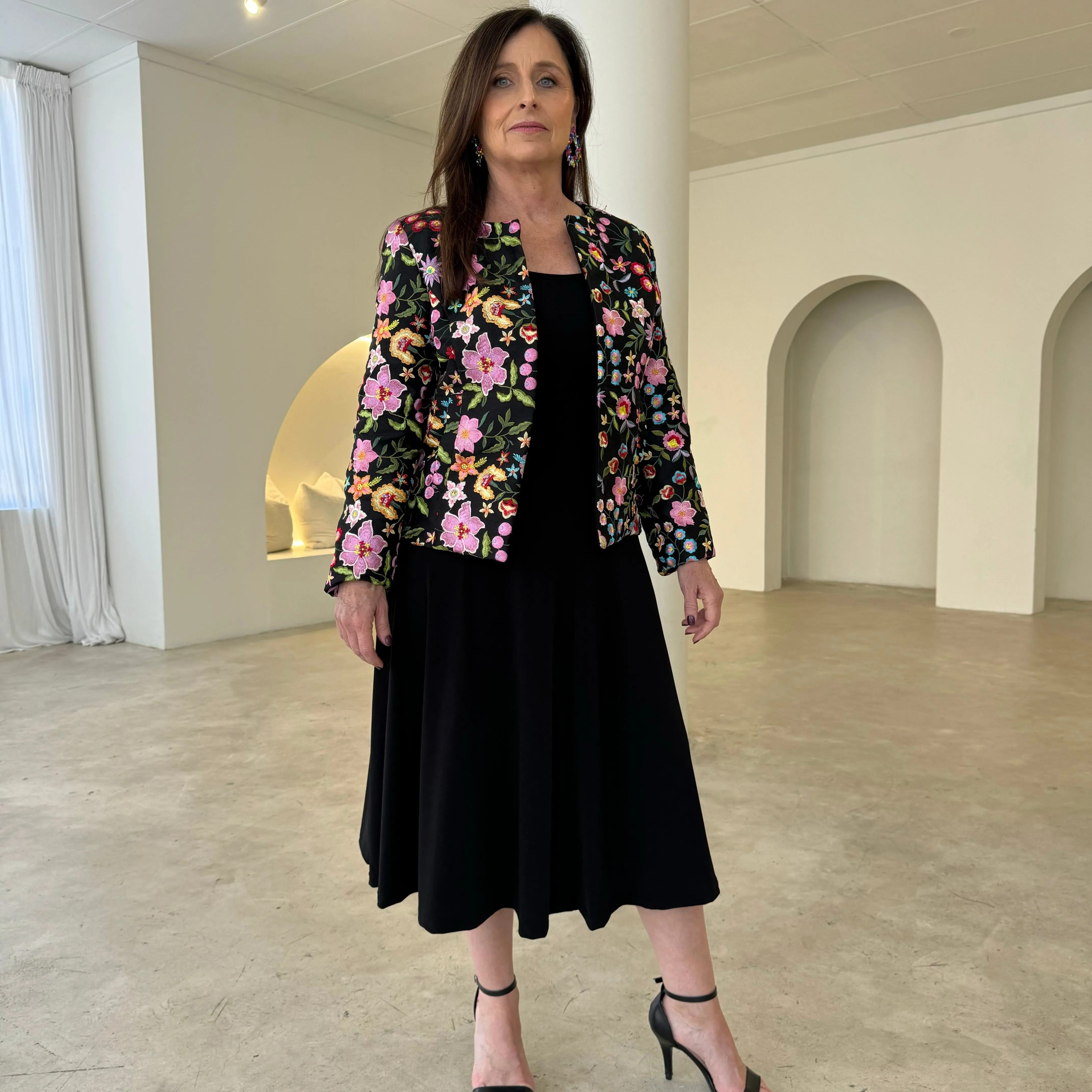 Black Silk Enchanted Garden Blazer