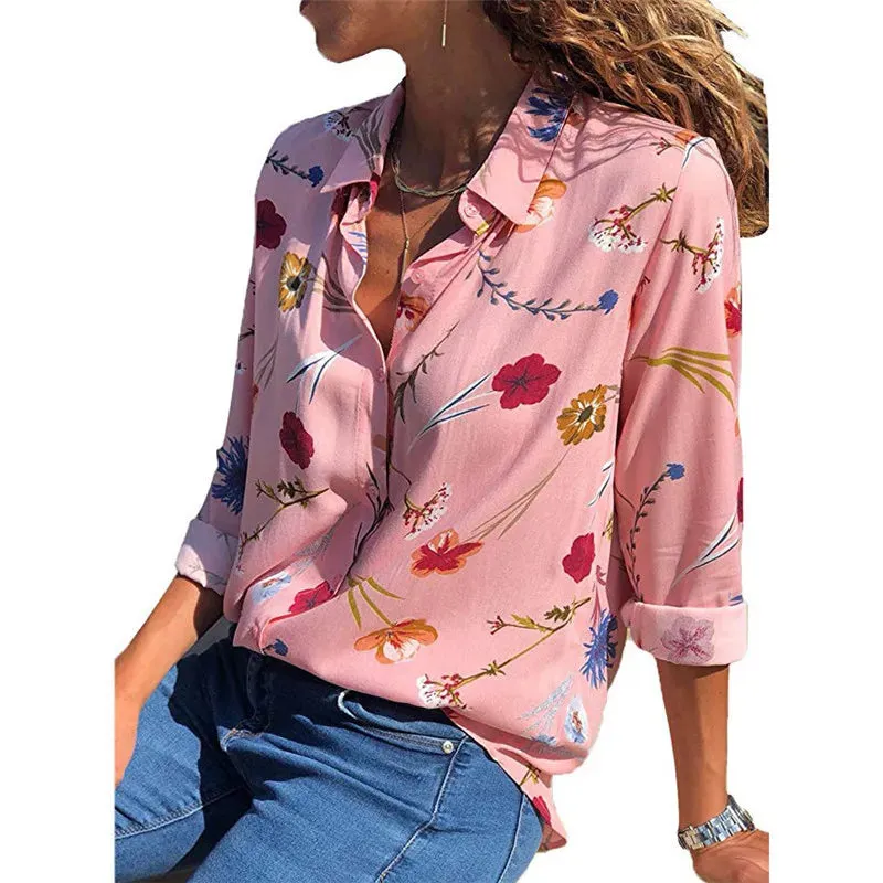 Blouse Women Shirt Casual Long Sleeve Stripe Button Turn-down Female Shirts Tops Blouse Leisure Office Ladies Workwear