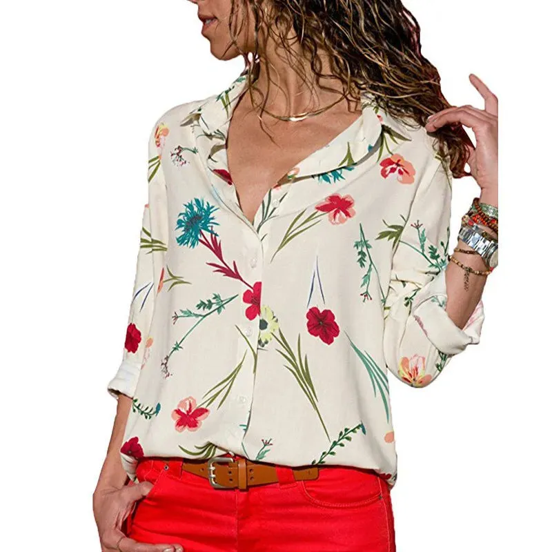 Blouse Women Shirt Casual Long Sleeve Stripe Button Turn-down Female Shirts Tops Blouse Leisure Office Ladies Workwear