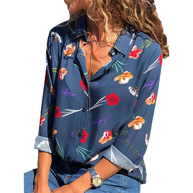 Blouse Women Shirt Casual Long Sleeve Stripe Button Turn-down Female Shirts Tops Blouse Leisure Office Ladies Workwear