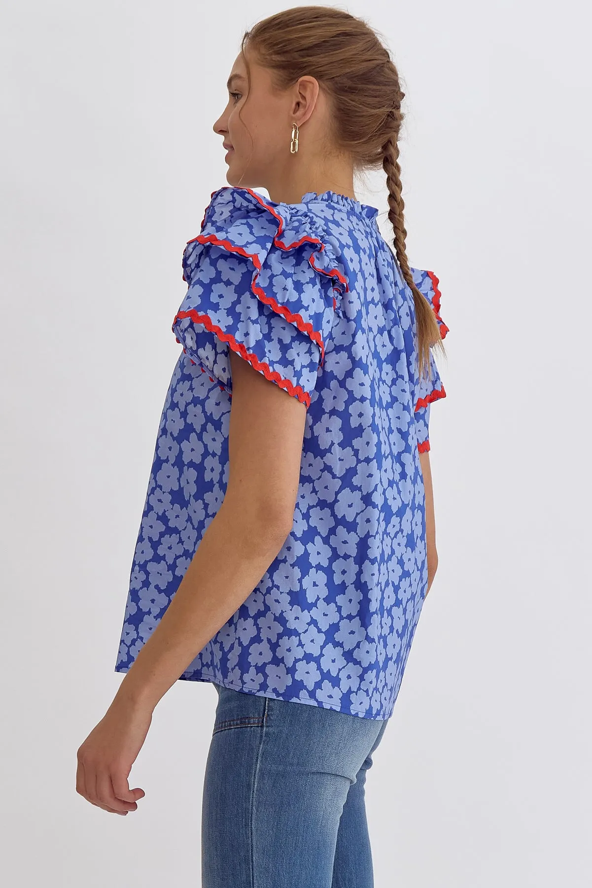 Blue & Red Ric Rac Top