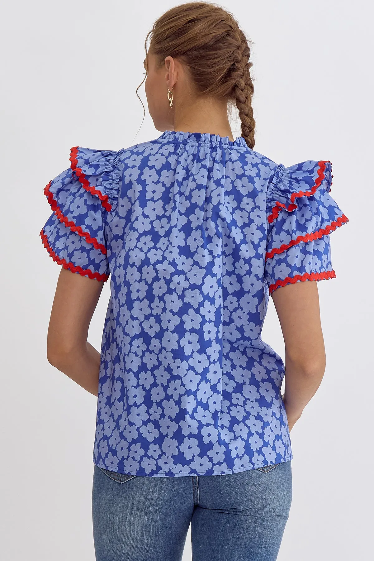 Blue & Red Ric Rac Top