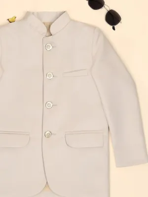 Boys Beige Bandhgala Blazer