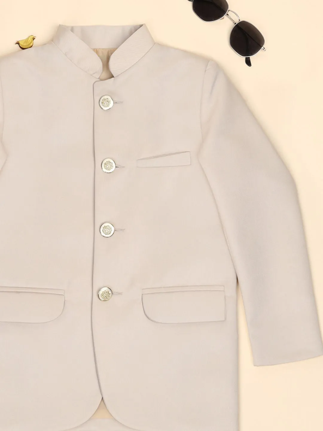 Boys Beige Bandhgala Blazer
