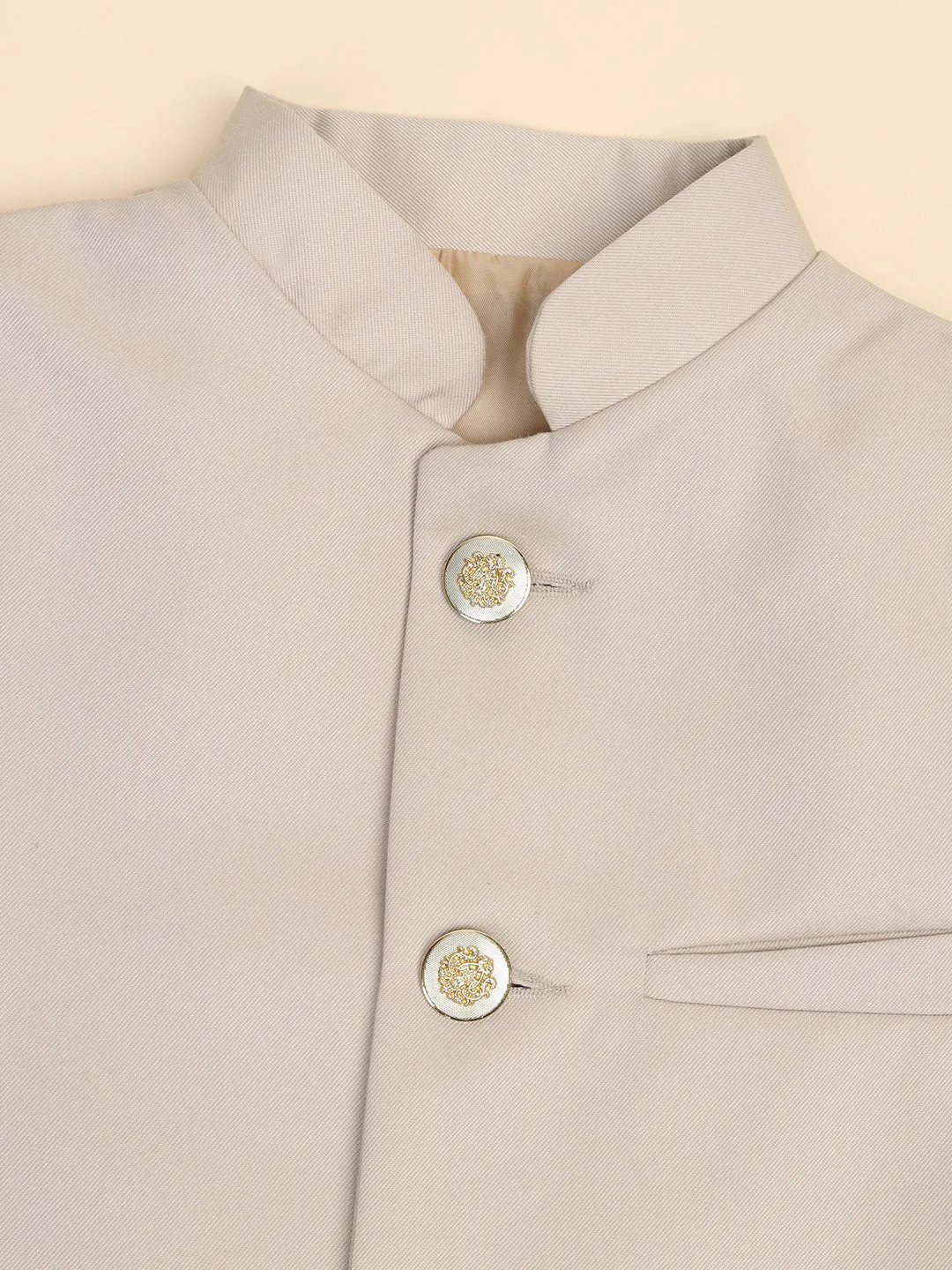Boys Beige Bandhgala Blazer