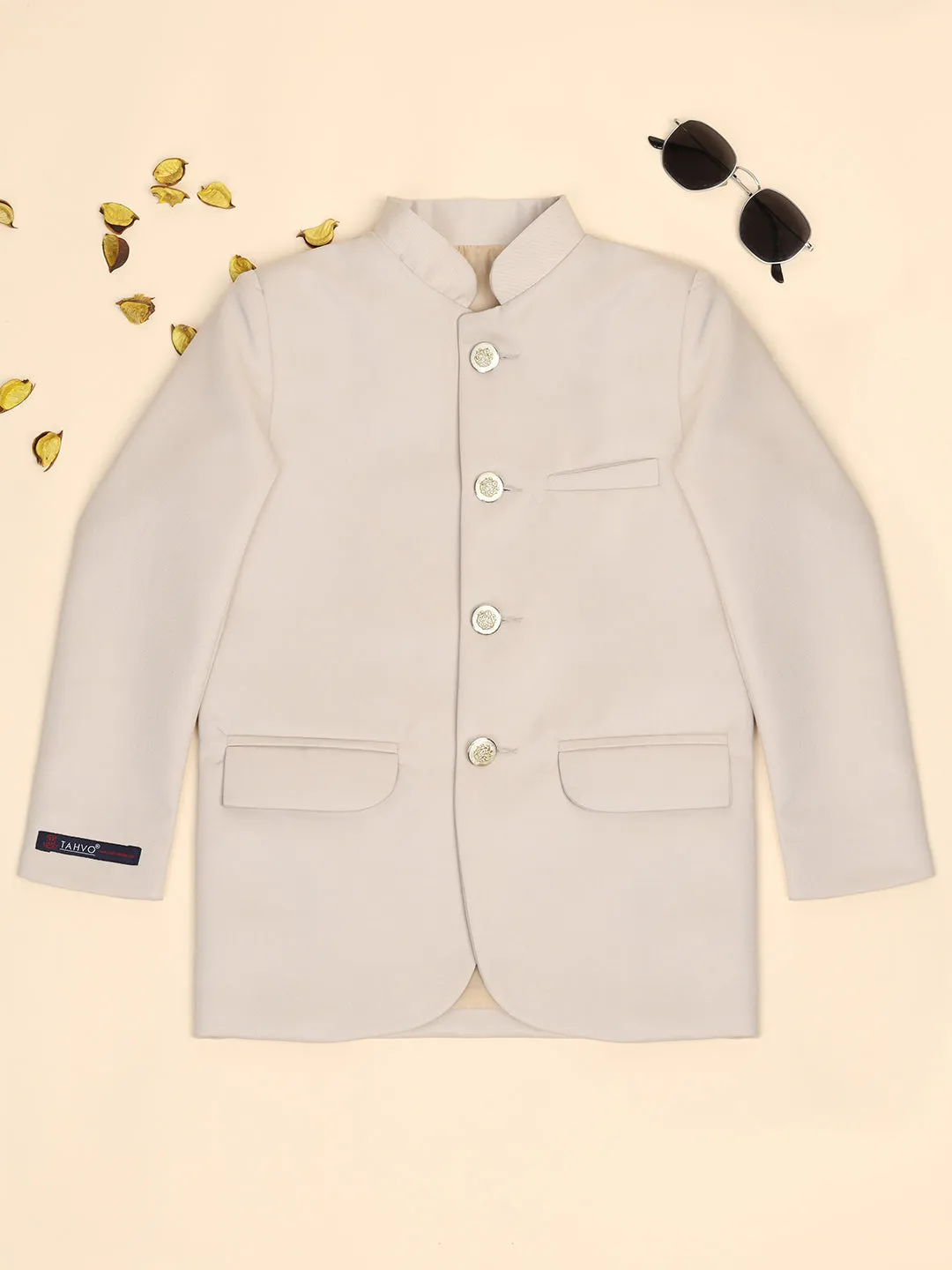 Boys Beige Bandhgala Blazer