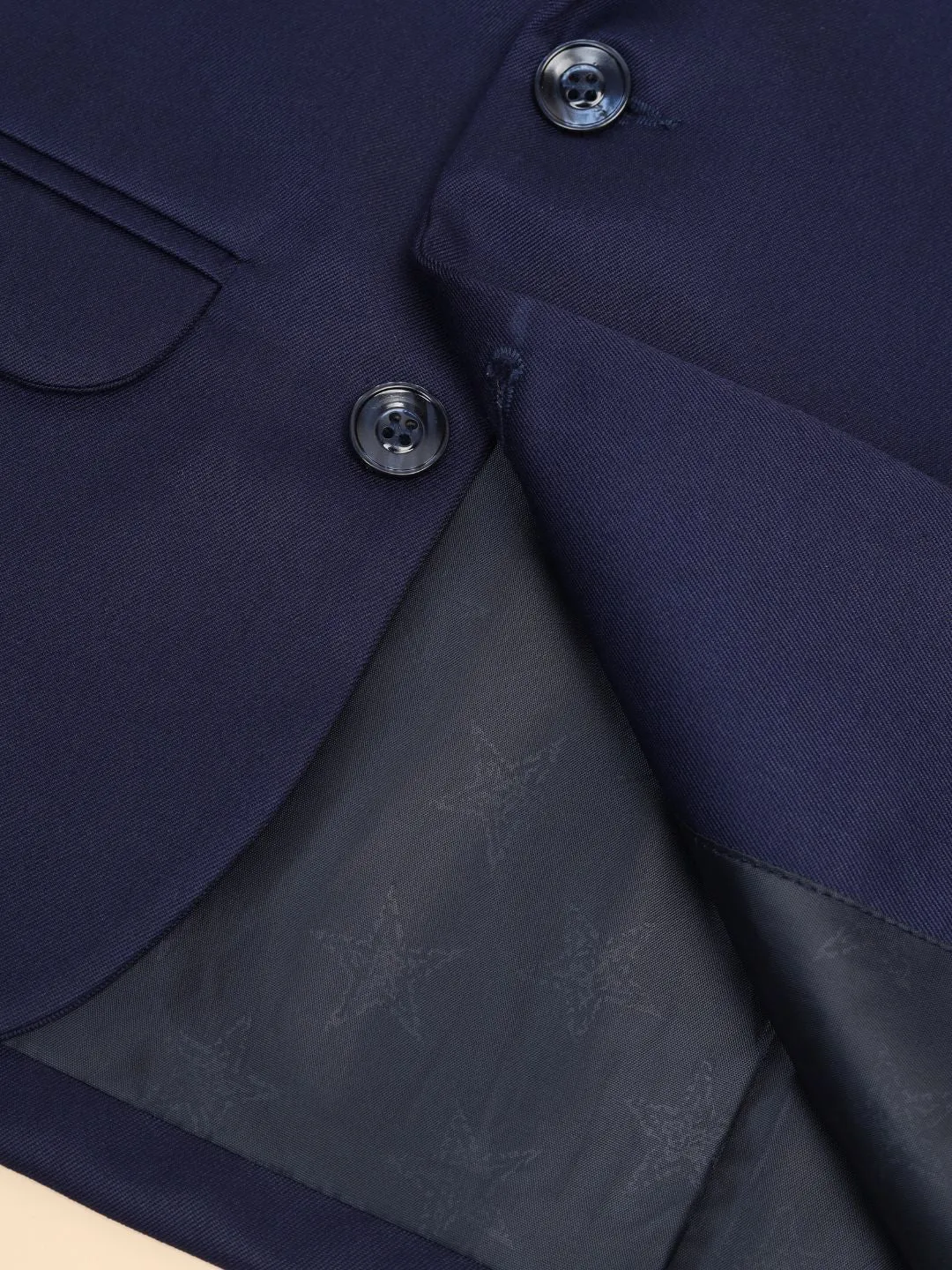 Boys Blue Notched Lapel Bandhgala Blazer