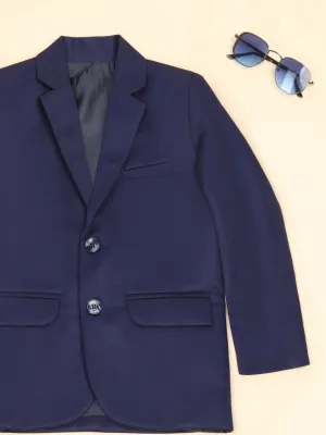 Boys Blue Notched Lapel Bandhgala Blazer