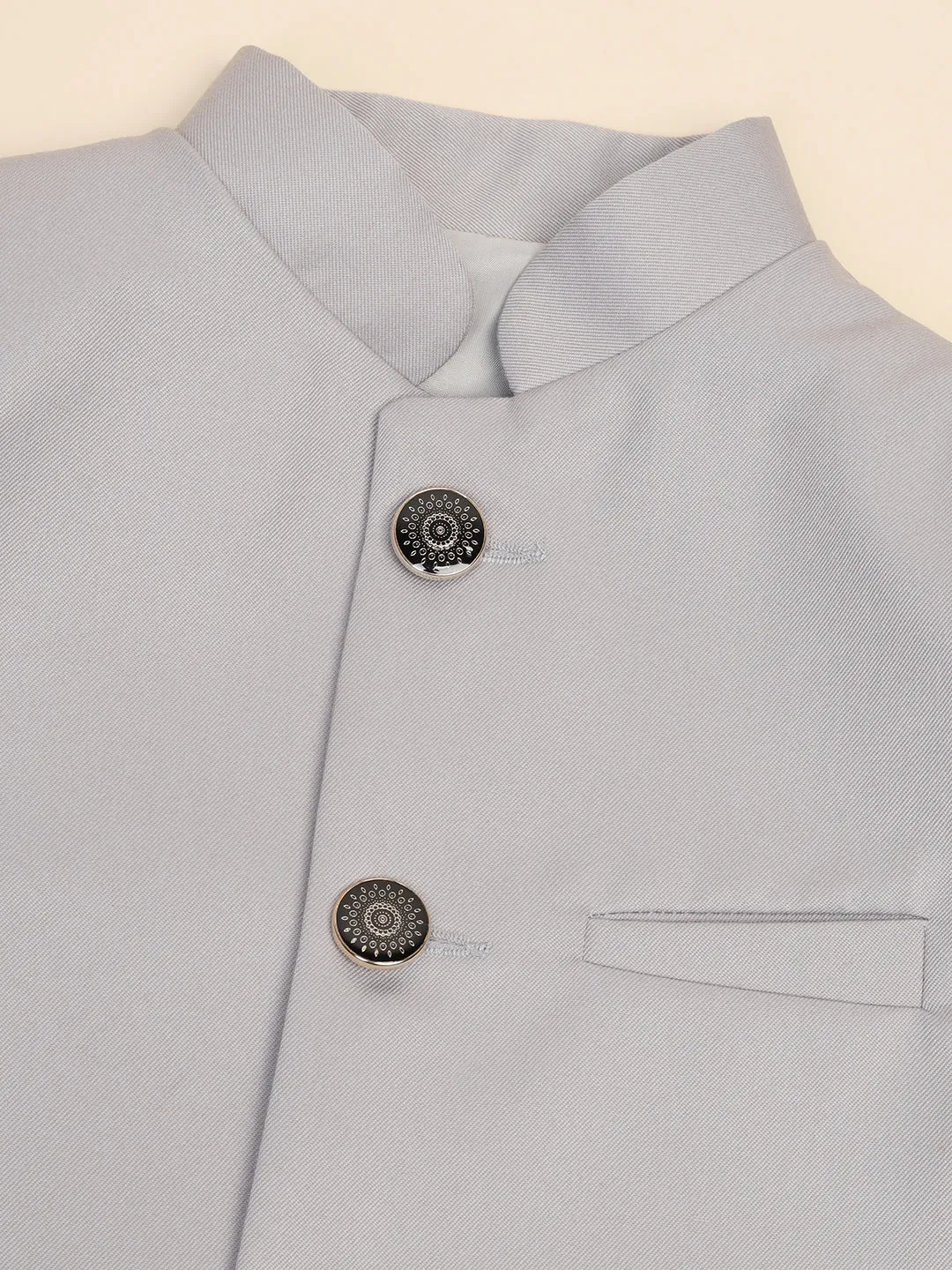 Boys Light Grey Bandhgala Blazer