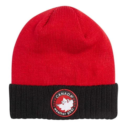 Brand new Canada Weather Gear Knit Men's Winter Beanie Hat Red & Black! One size! Retails $30 
