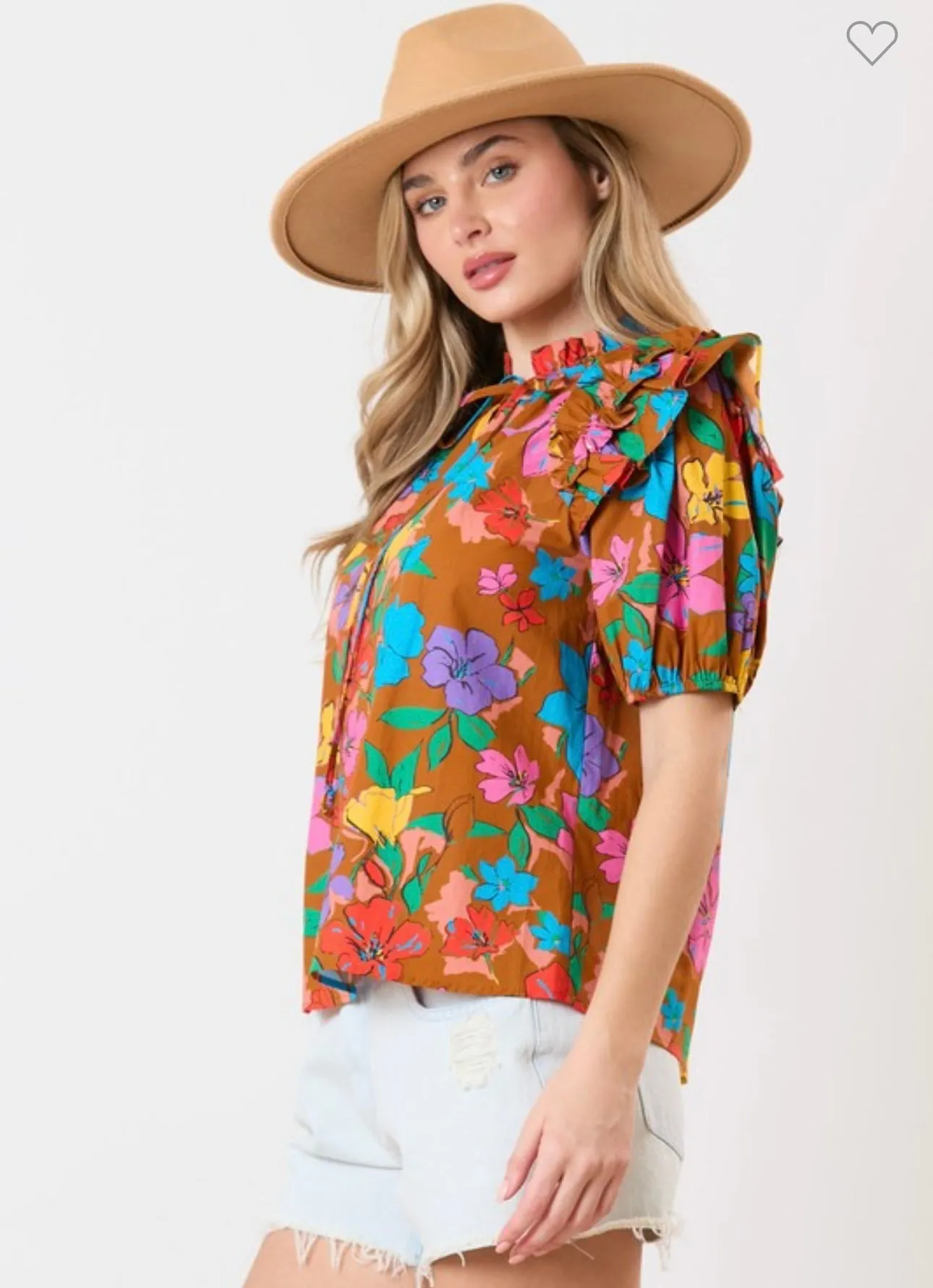 Brown Floral Top
