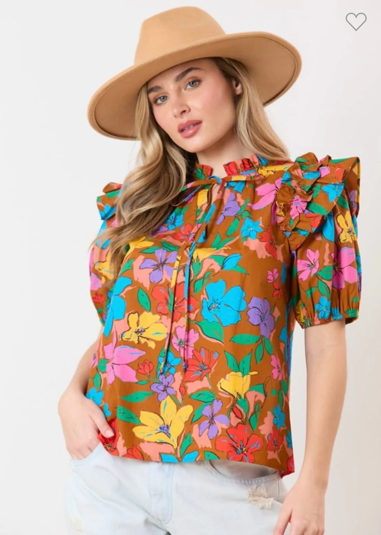Brown Floral Top