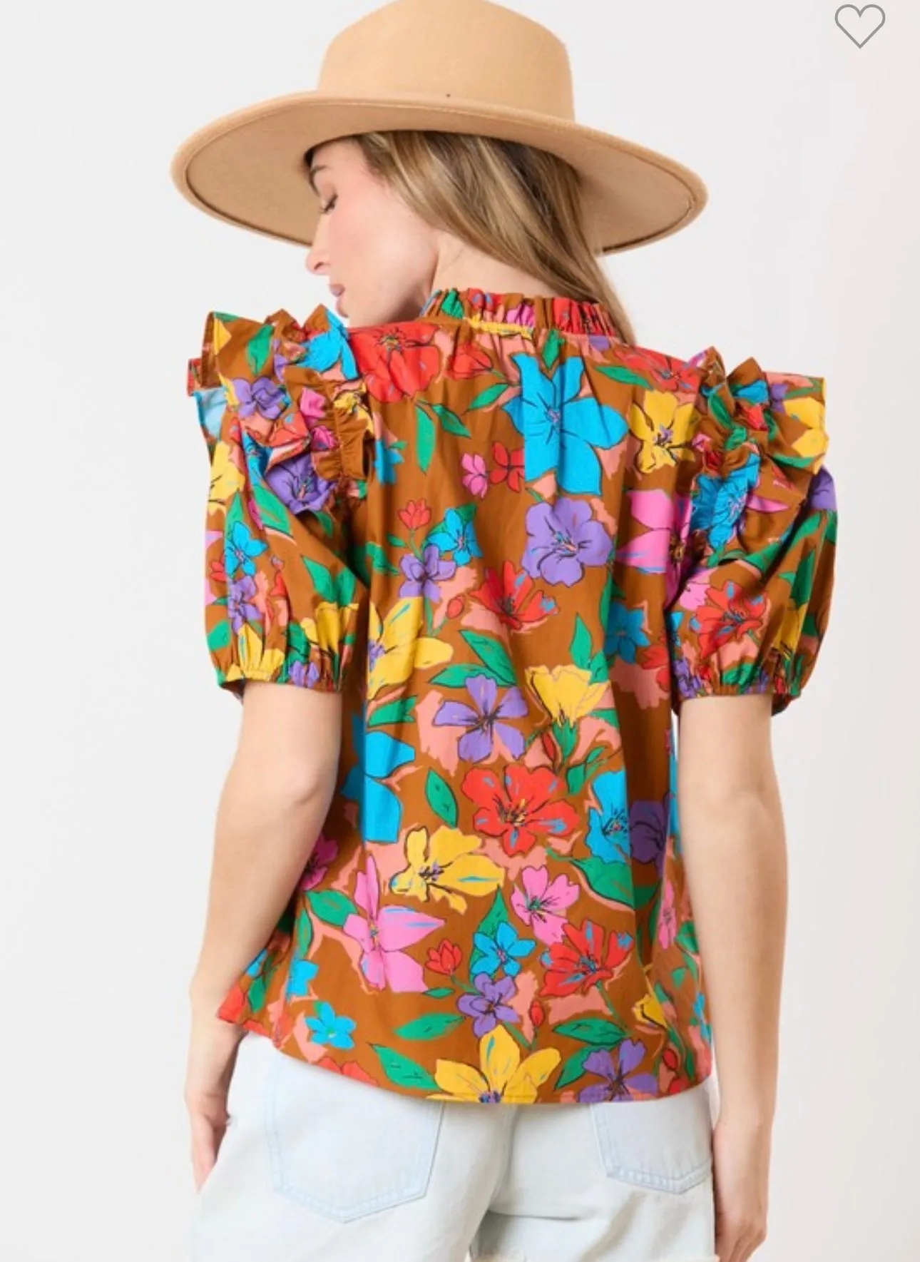 Brown Floral Top