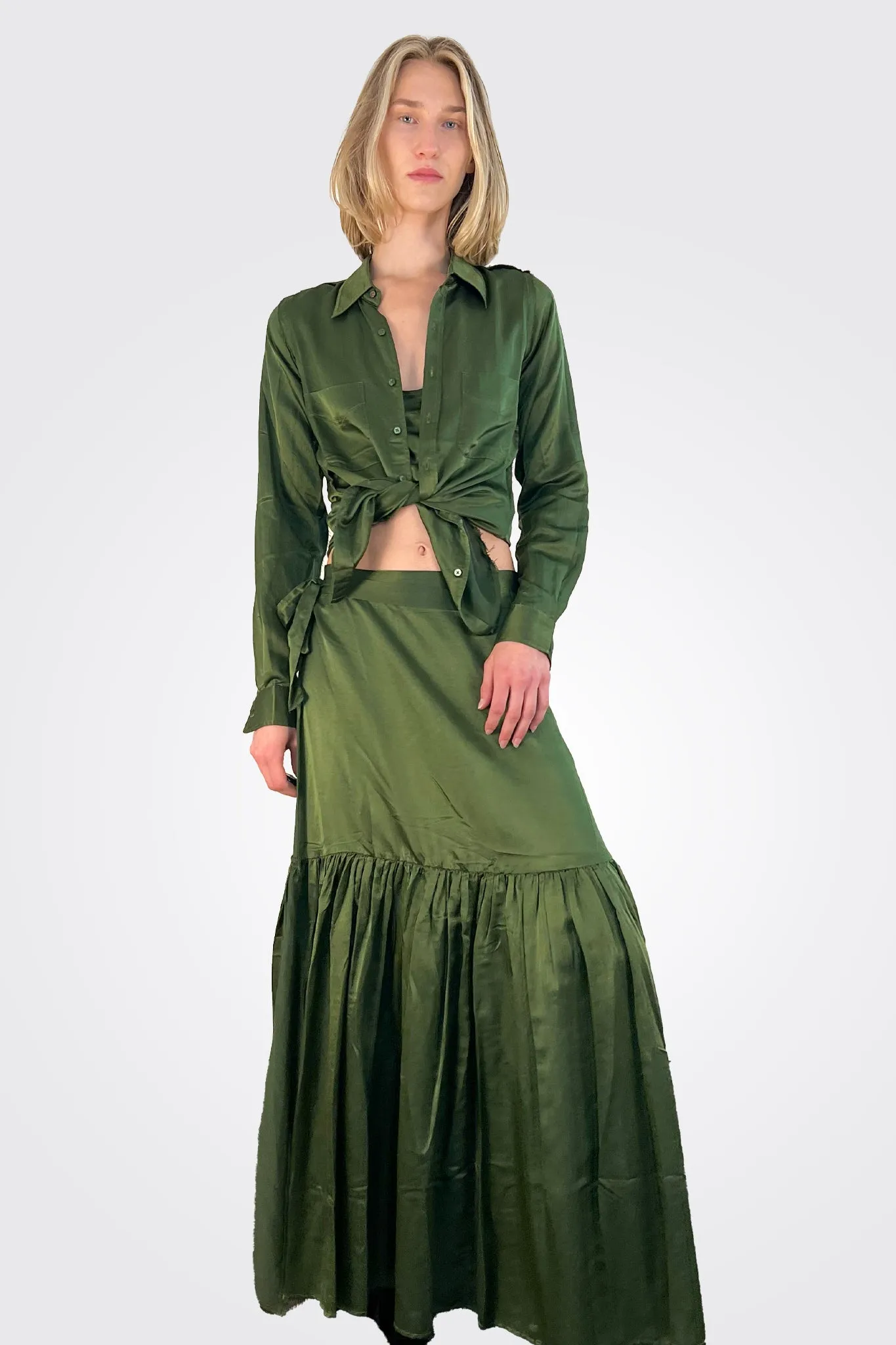 Button Down Blouse - Utility Green