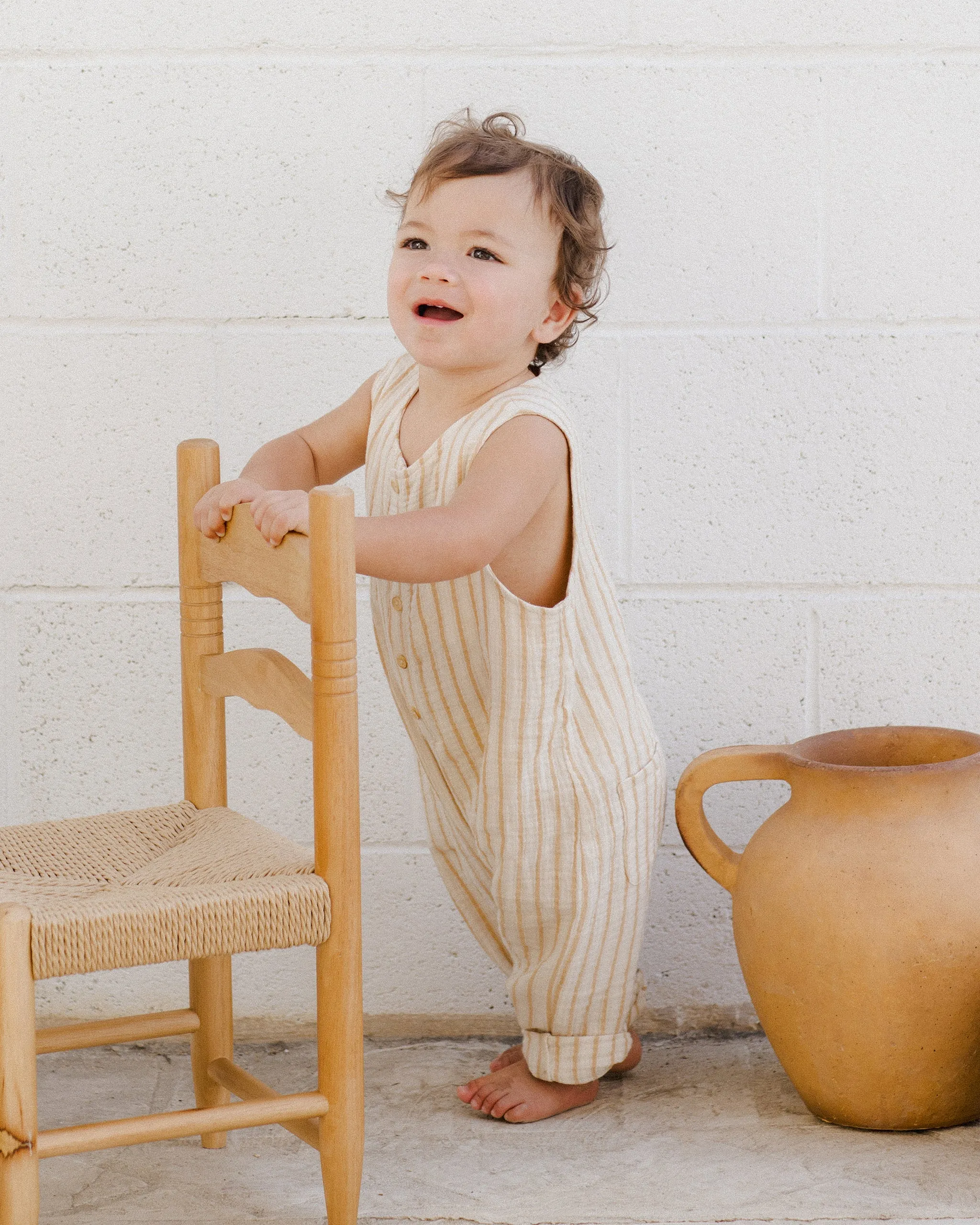 Button Jumpsuit || Marigold Stripe