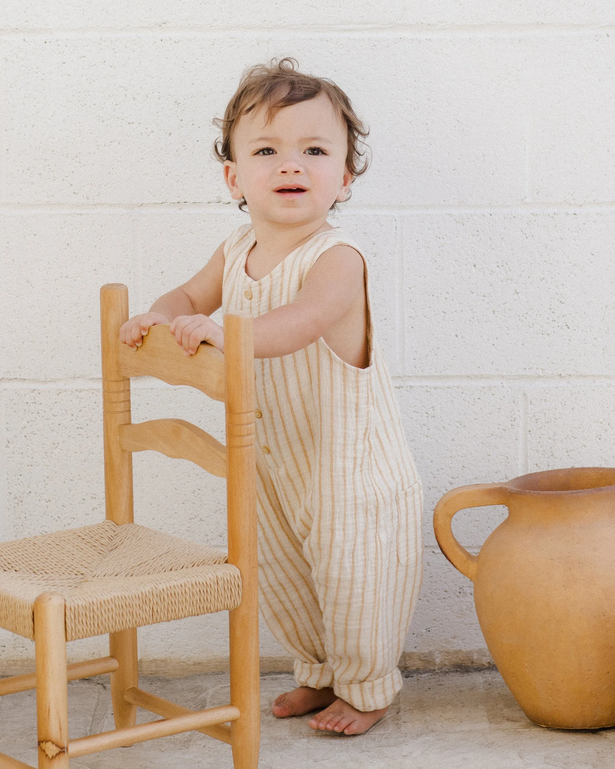 Button Jumpsuit || Marigold Stripe