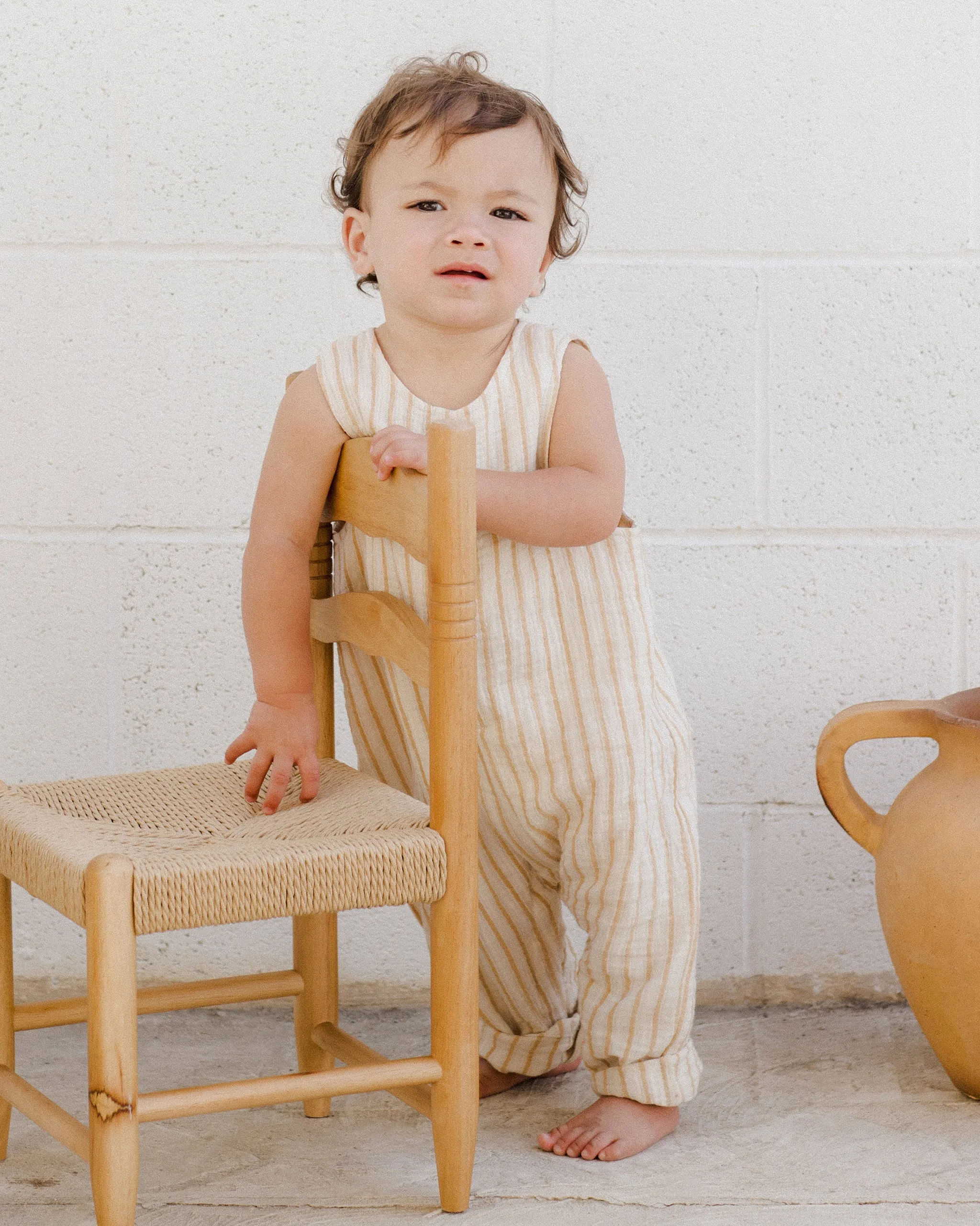 Button Jumpsuit || Marigold Stripe