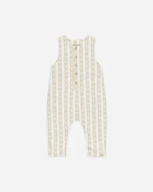 Button Jumpsuit || Palm Stripe