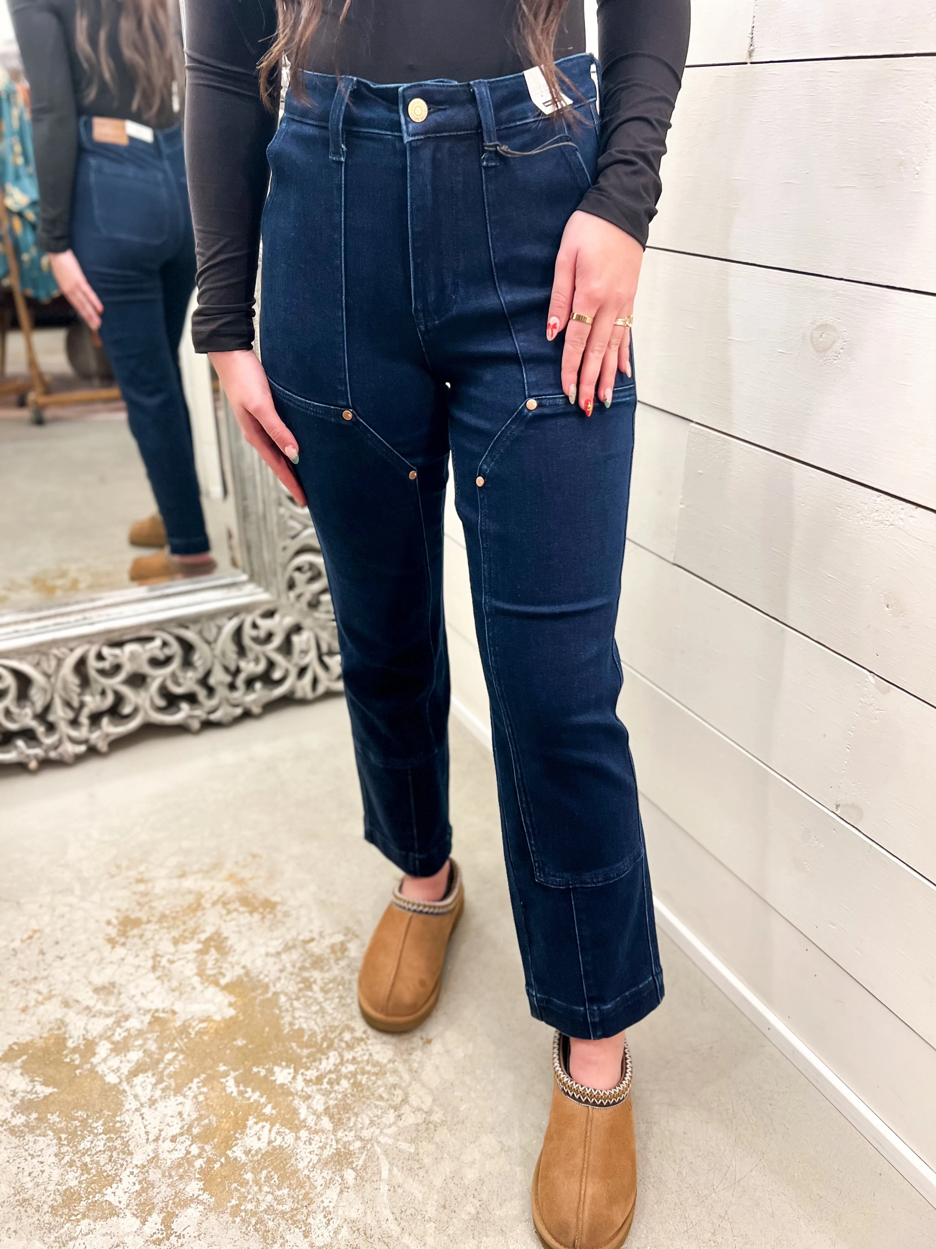 Carly HW Work Wear Knee Patch Straight