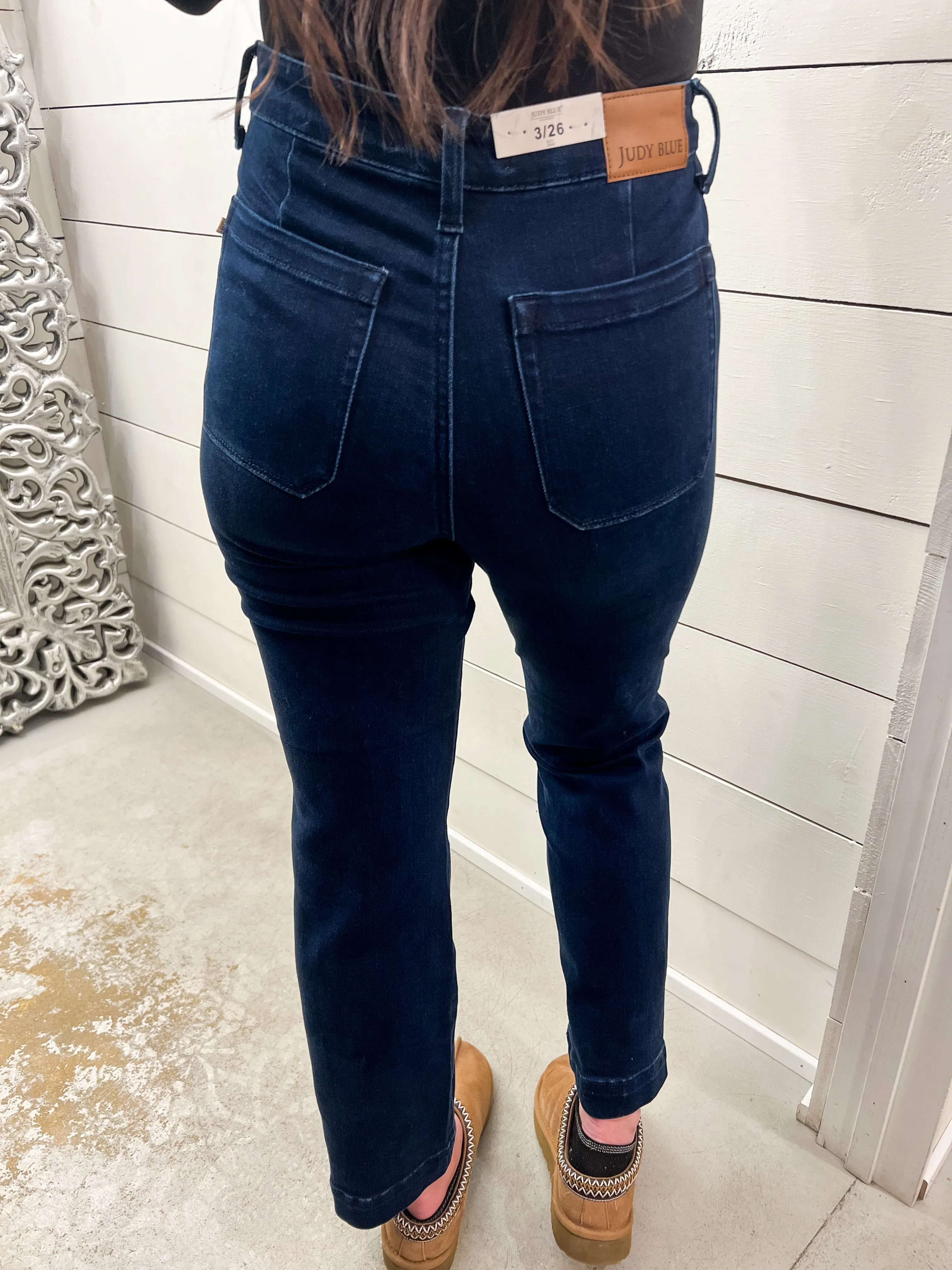 Carly HW Work Wear Knee Patch Straight