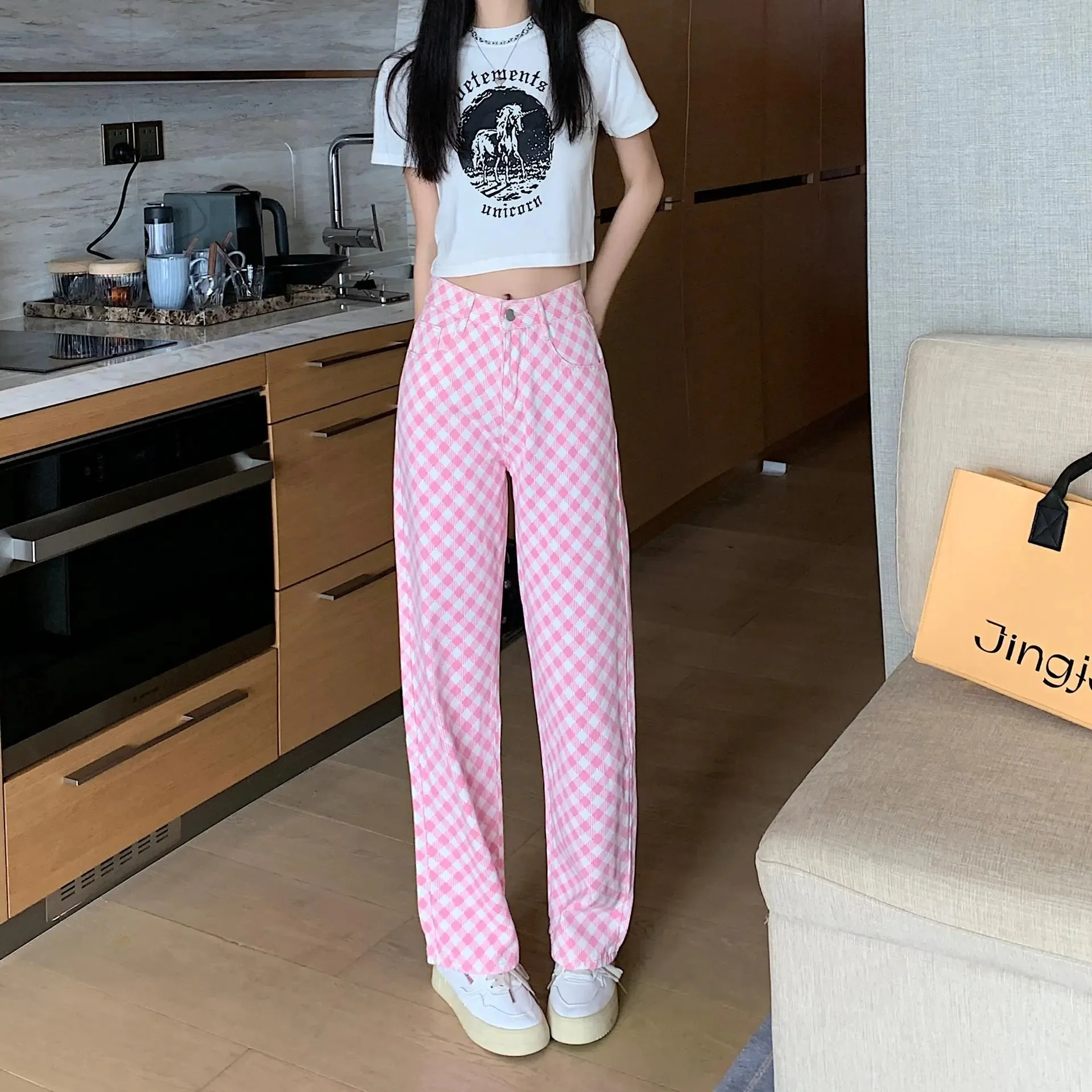 Casual Plaid Slimming Jeans for Women