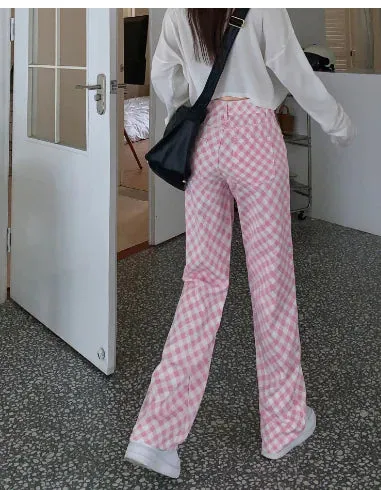 Casual Plaid Slimming Jeans for Women