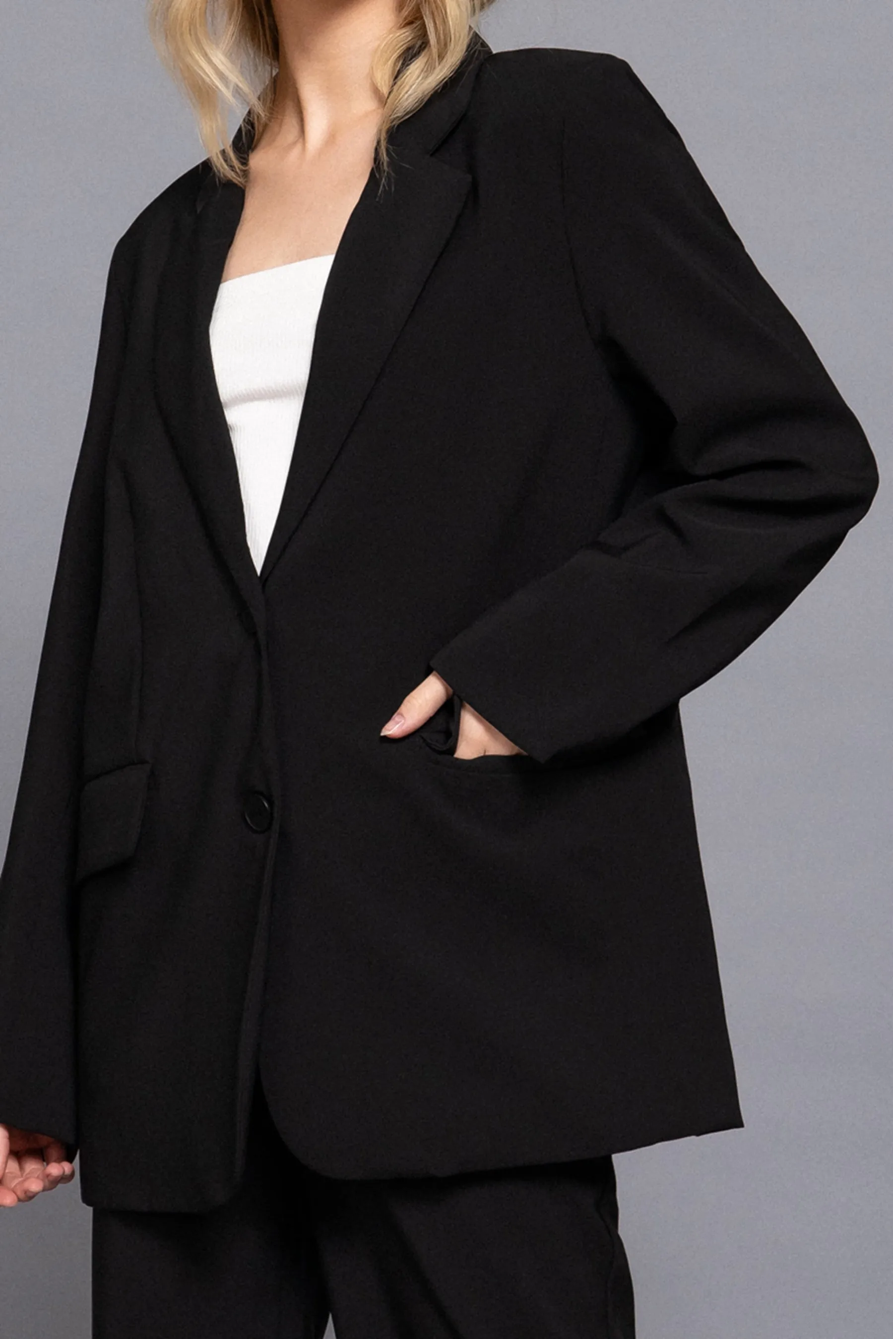Classic Notched Collar Blazer Long Sleeve, Button Front Stretchy Fit ZJ14215C28 $16Each