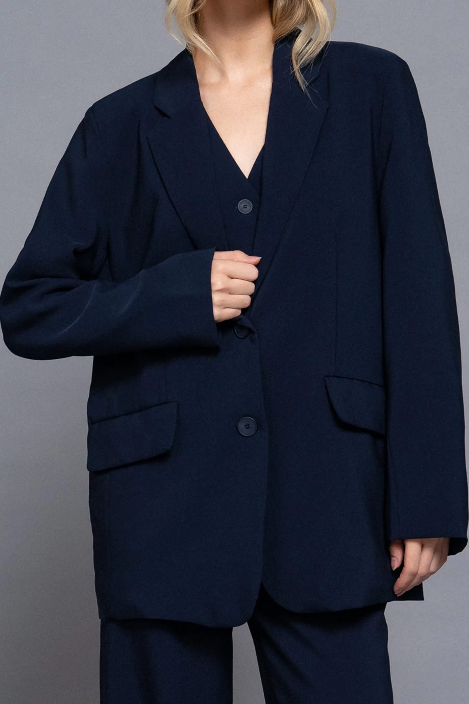 Classic Notched Collar Blazer Long Sleeve, Button Front Stretchy Fit ZJ14215C28 $16Each