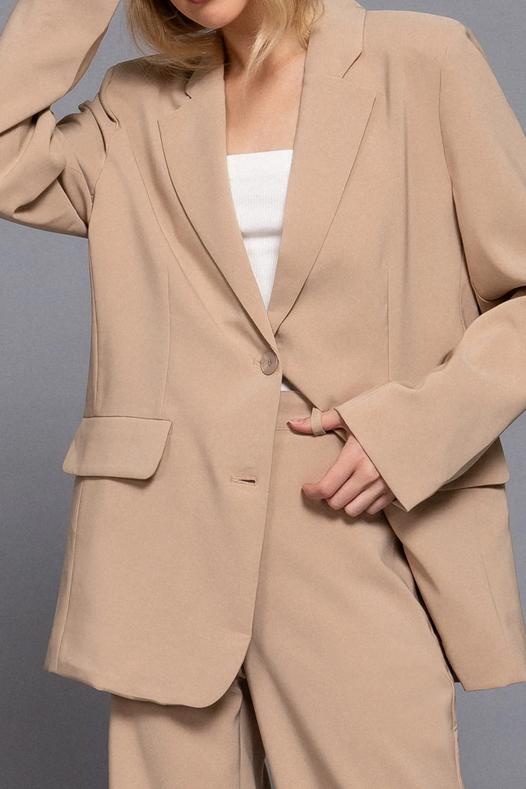 Classic Notched Collar Blazer Long Sleeve, Button Front Stretchy Fit ZJ14215C28 $16Each