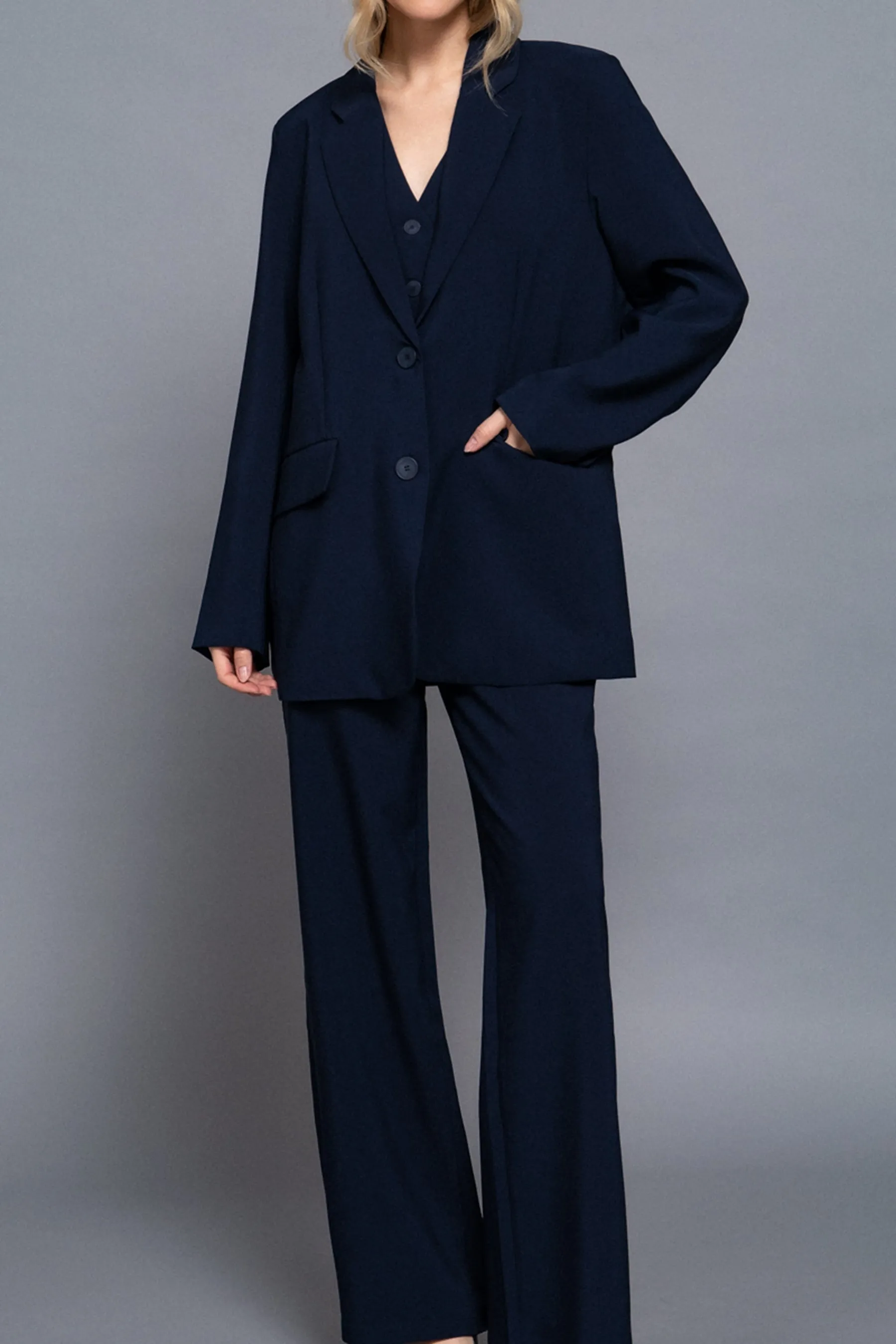 Classic Notched Collar Blazer Long Sleeve, Button Front Stretchy Fit ZJ14215C28 $16Each