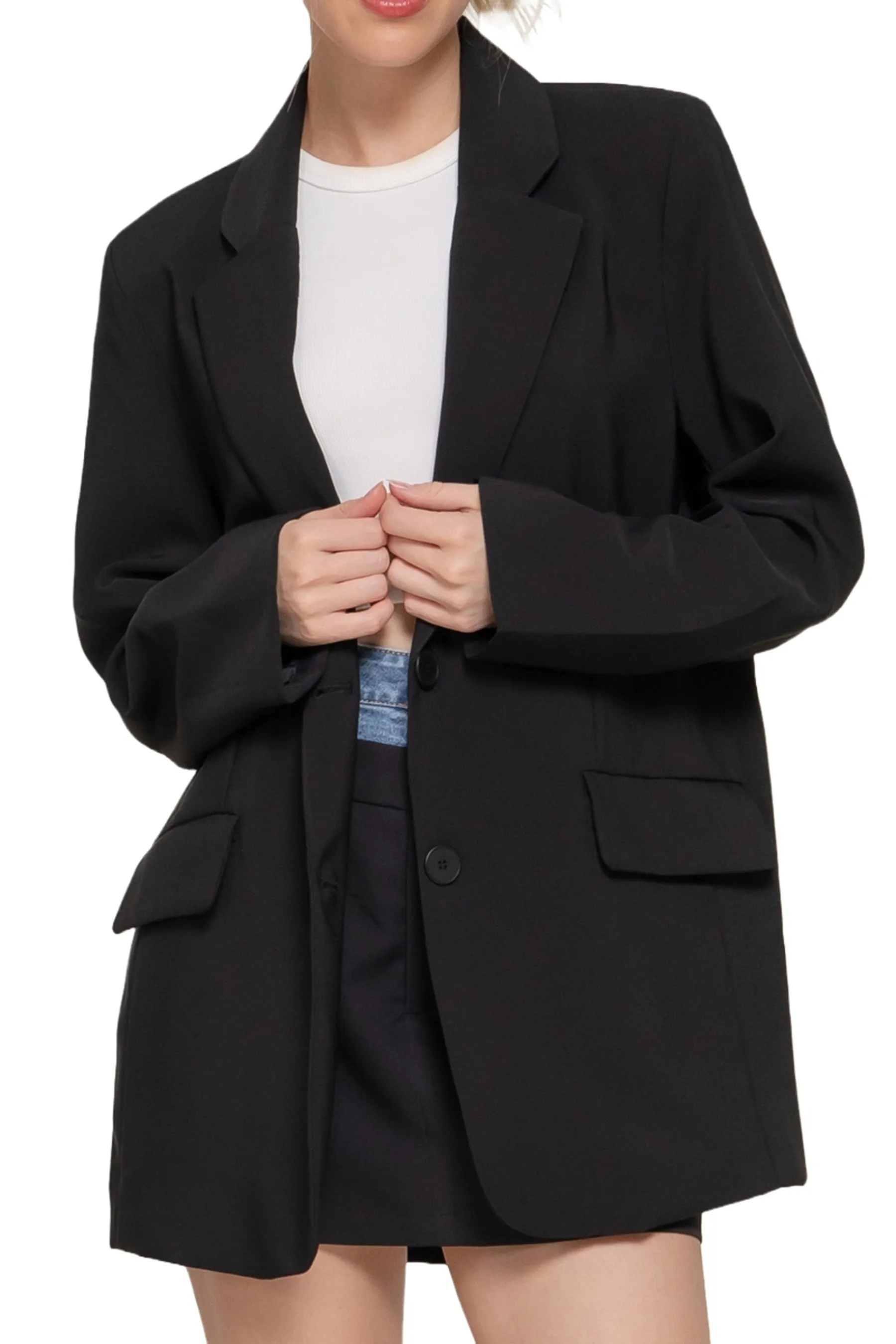 Classic Notched Collar Blazer Long Sleeve, Button Front Stretchy Fit ZJ14215C28 $16Each