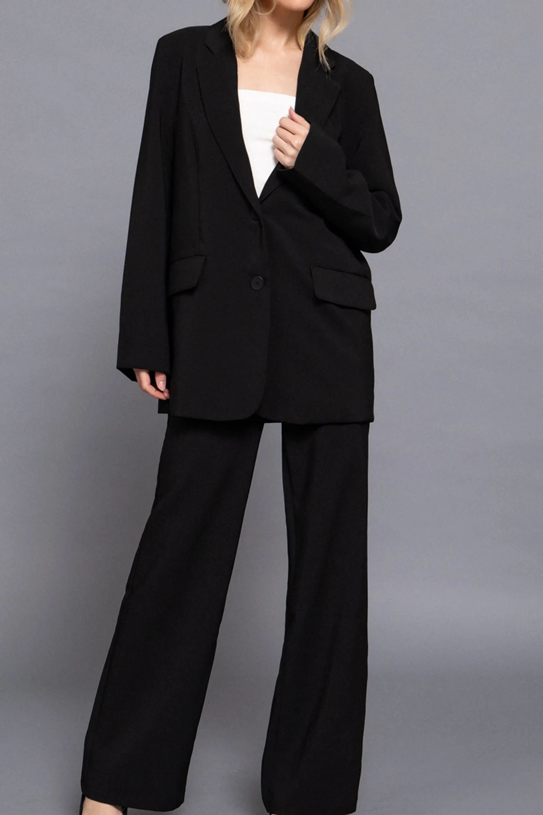 Classic Notched Collar Blazer Long Sleeve, Button Front Stretchy Fit ZJ14215C28 $16Each