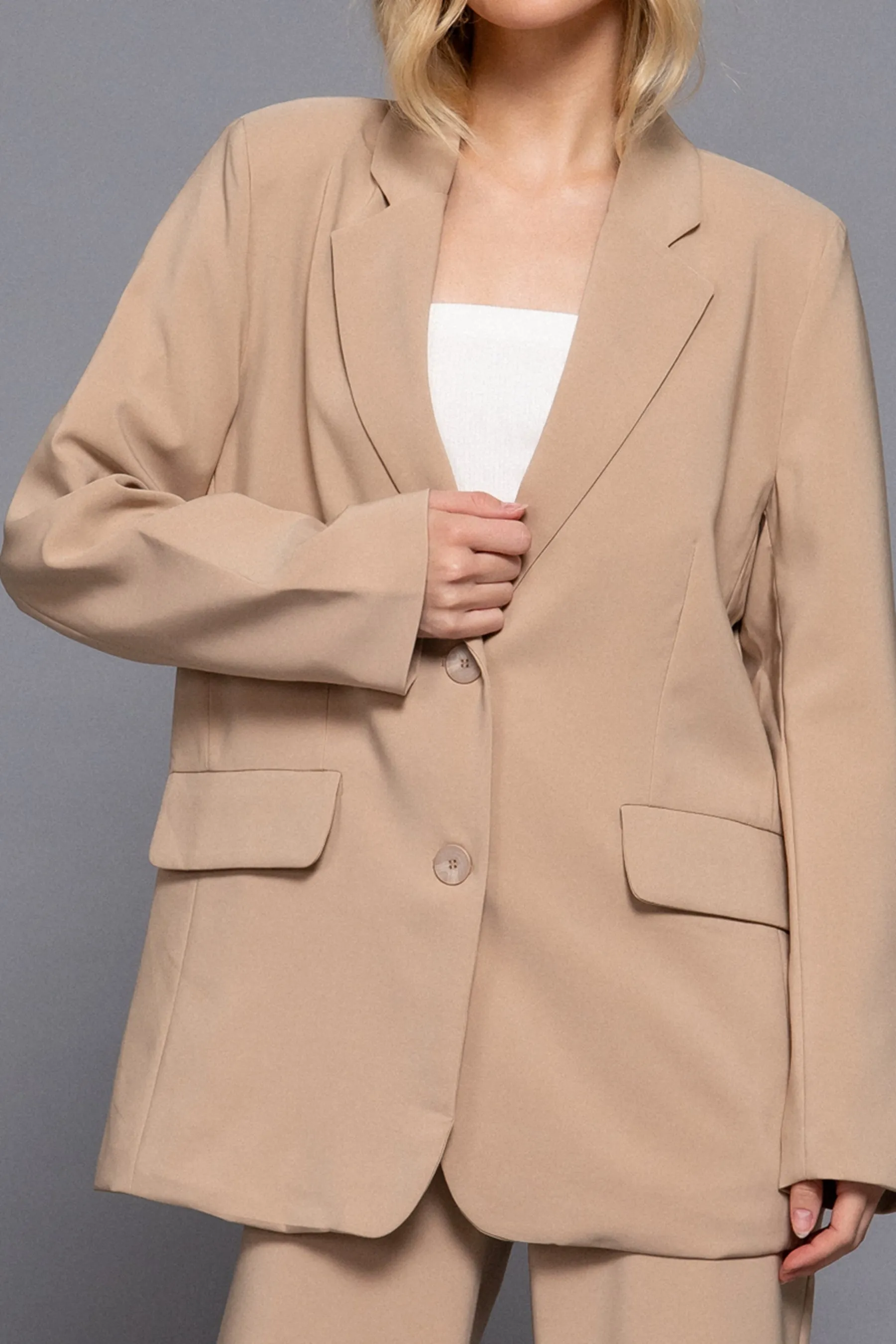 Classic Notched Collar Blazer Long Sleeve, Button Front Stretchy Fit ZJ14215C28 $16Each