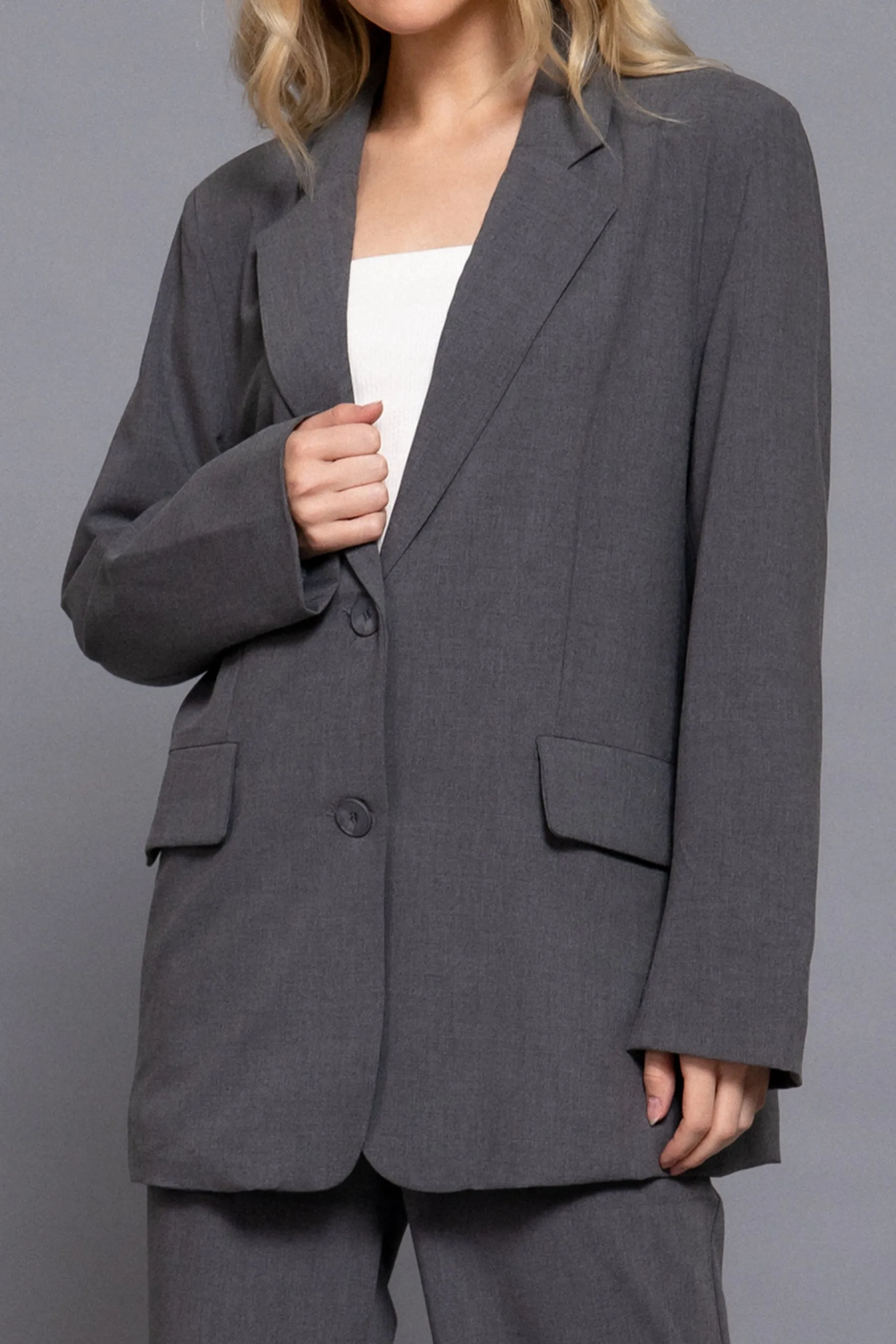 Classic Notched Collar Blazer Long Sleeve, Button Front Stretchy Fit ZJ14215C28 $16Each