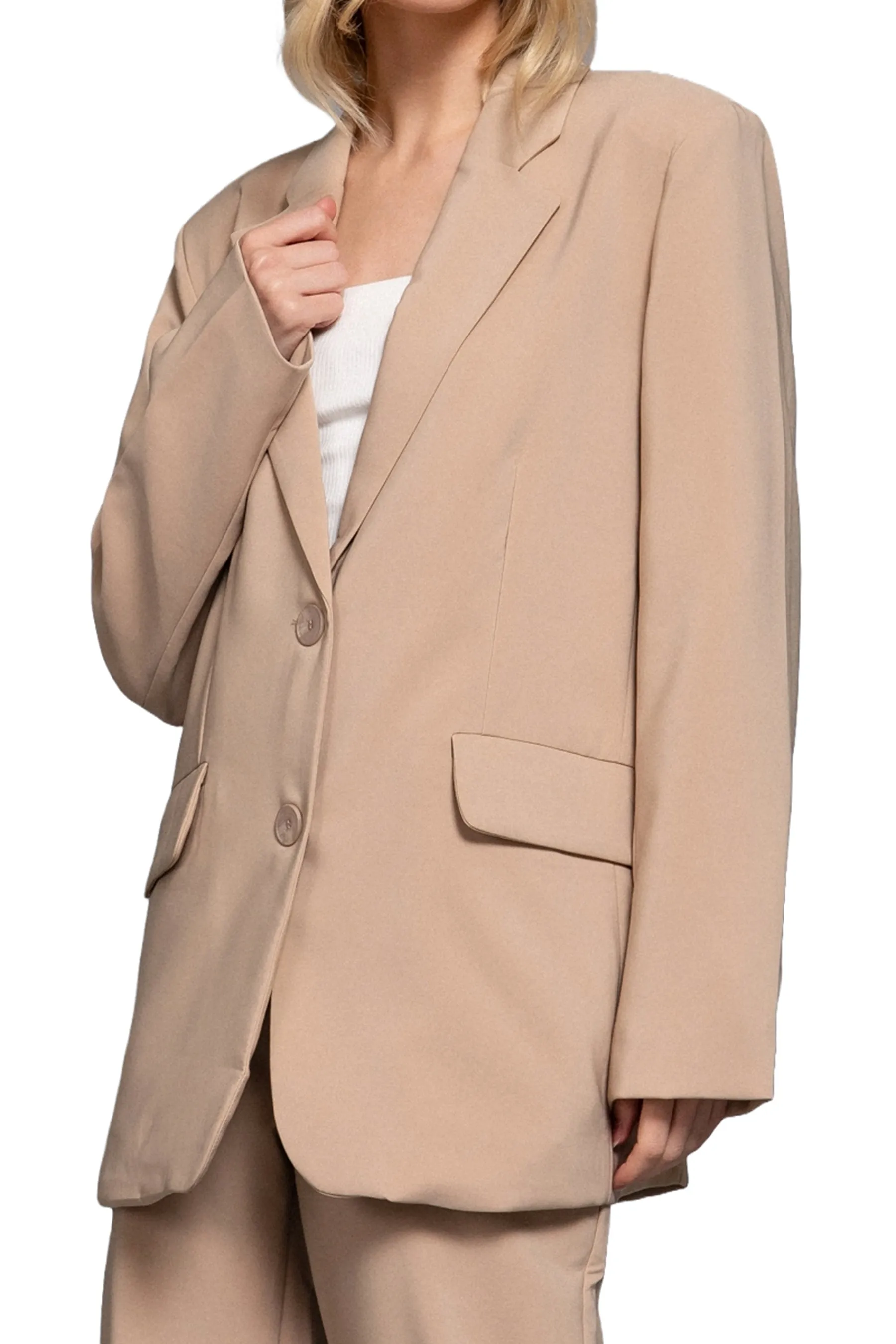 Classic Notched Collar Blazer Long Sleeve, Button Front Stretchy Fit ZJ14215C28 $16Each