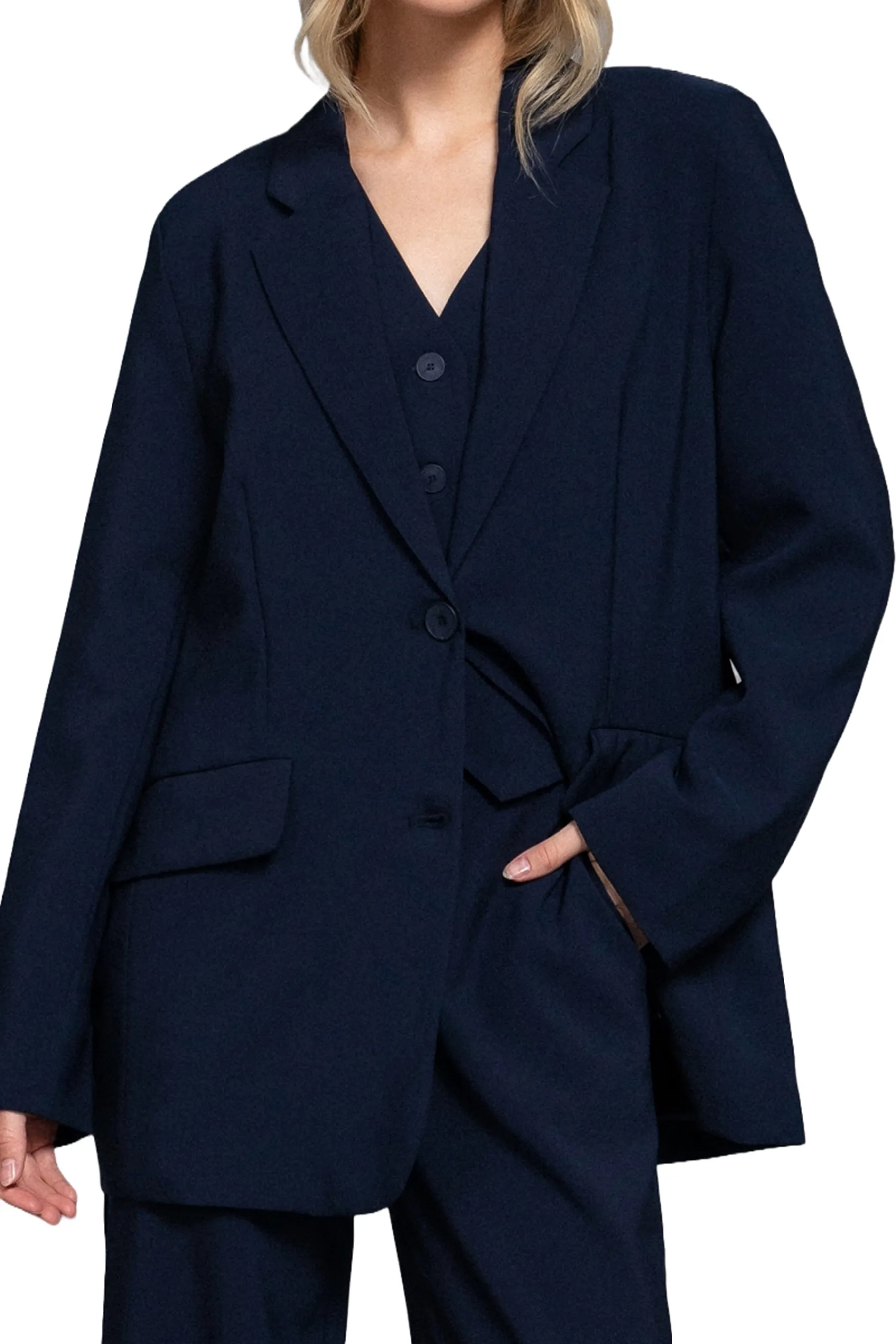 Classic Notched Collar Blazer Long Sleeve, Button Front Stretchy Fit ZJ14215C28 $16Each