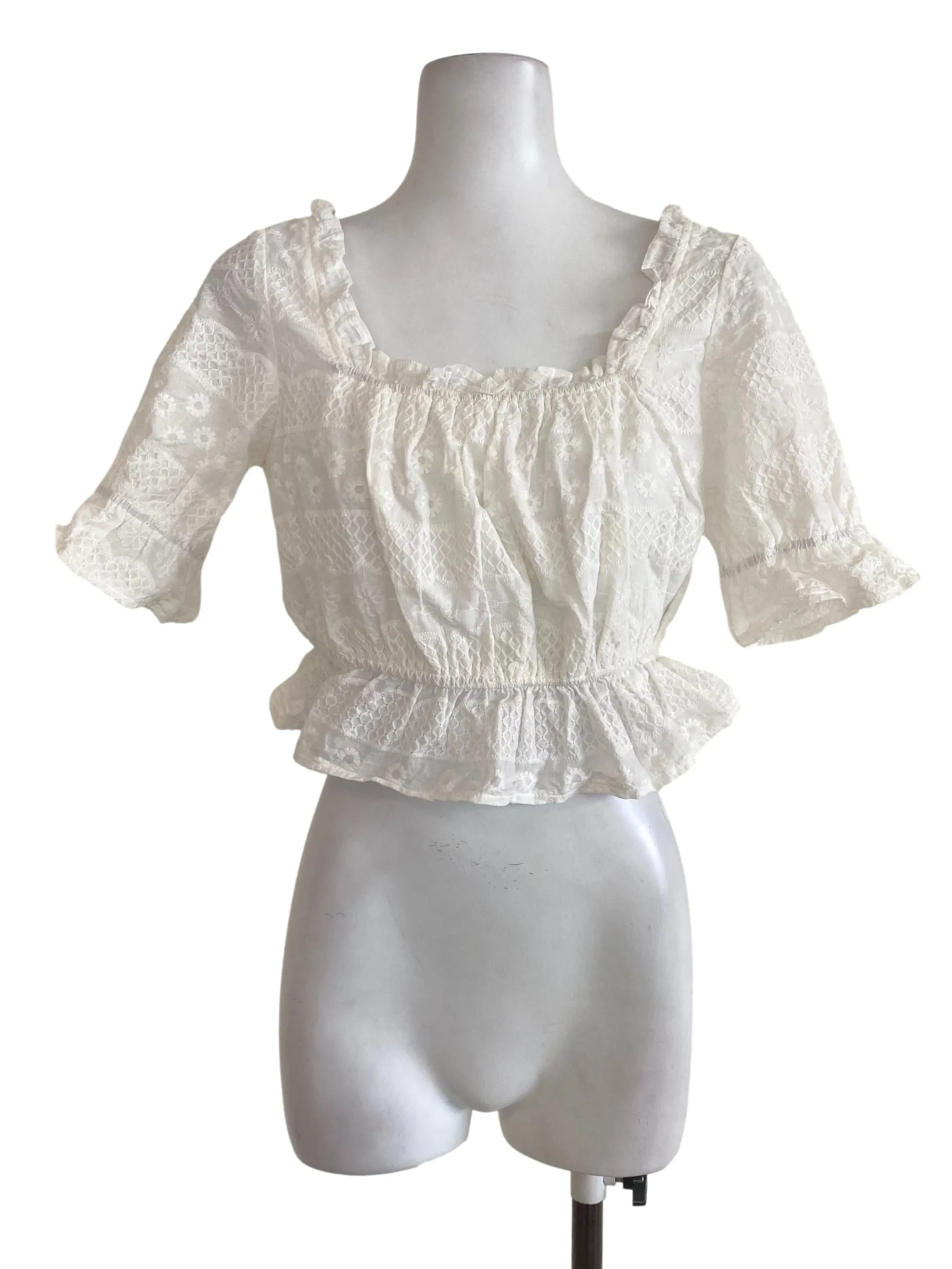 Classic White Emberoidered Crop Top