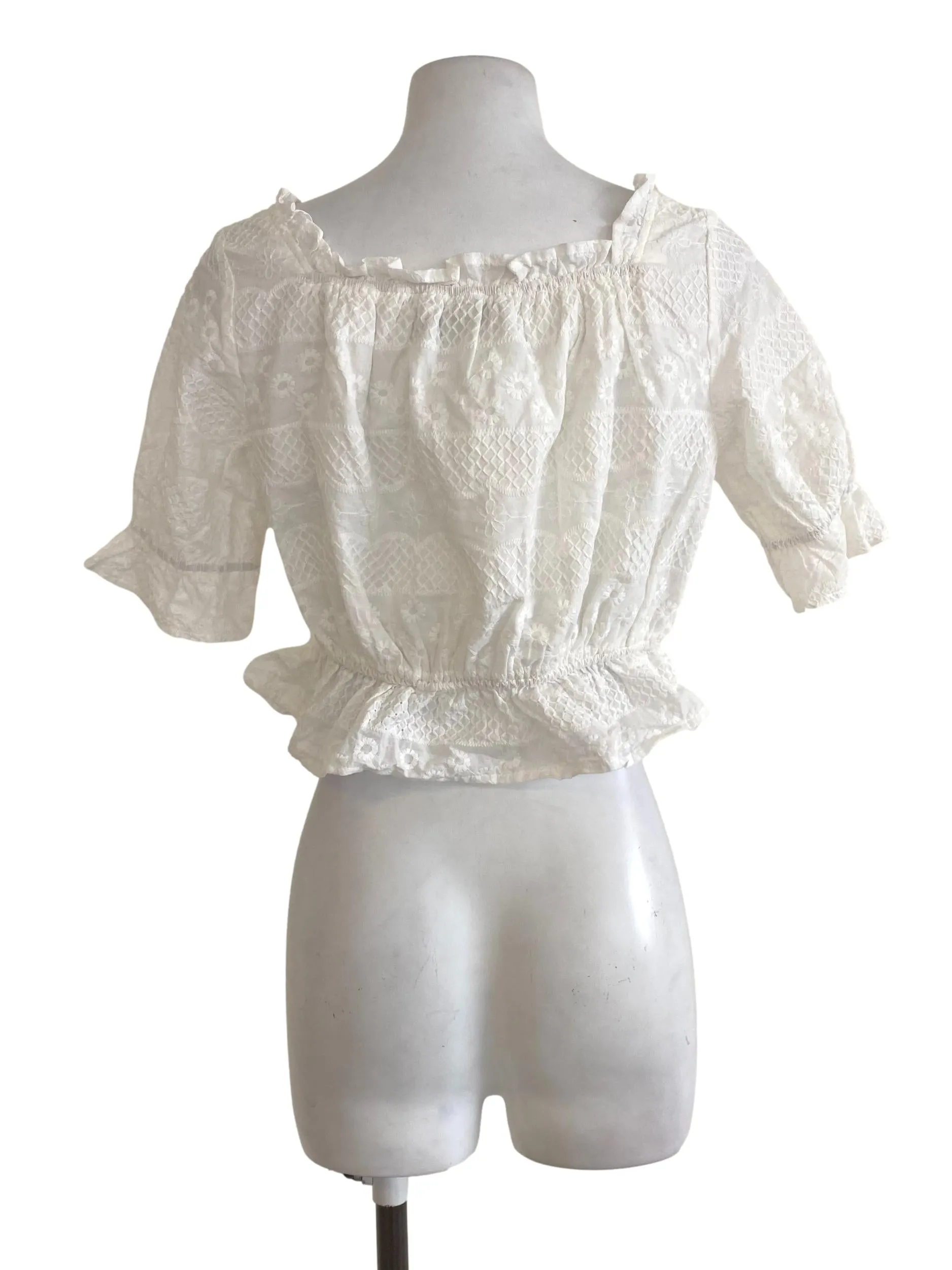 Classic White Emberoidered Crop Top