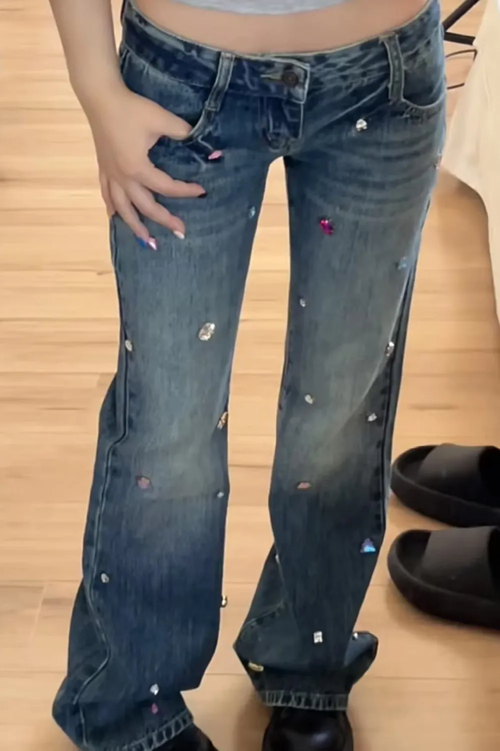 Colorful Diamonds Pattern Long Jeans Pants