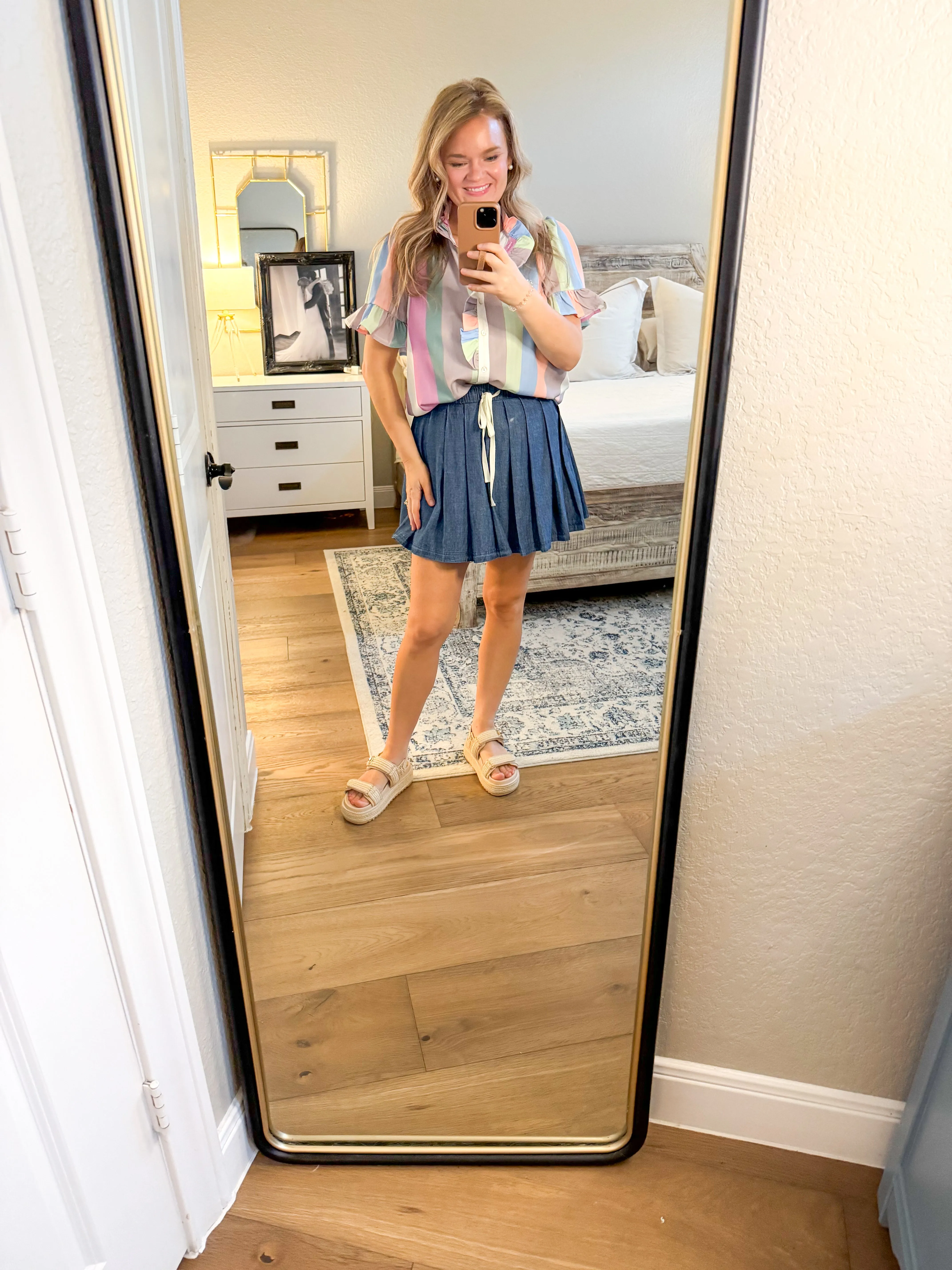 Cool Striped Ruffle Blouse
