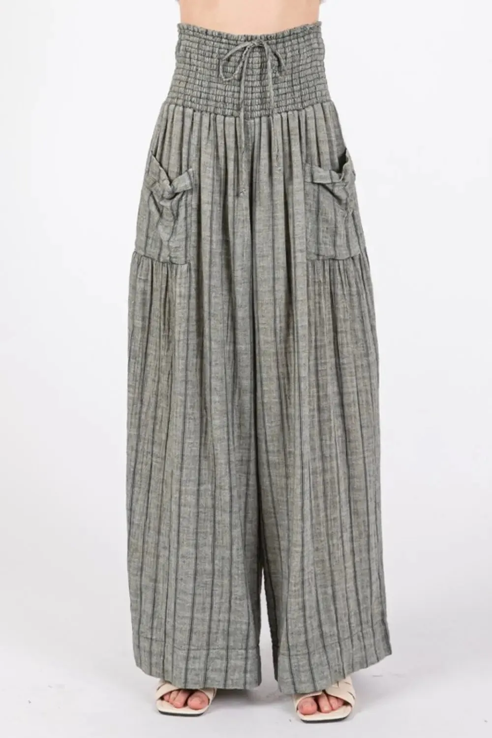 Cotton Gauze Wash Stripe Pants