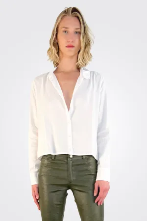 Cropped Button Down Shirt - White